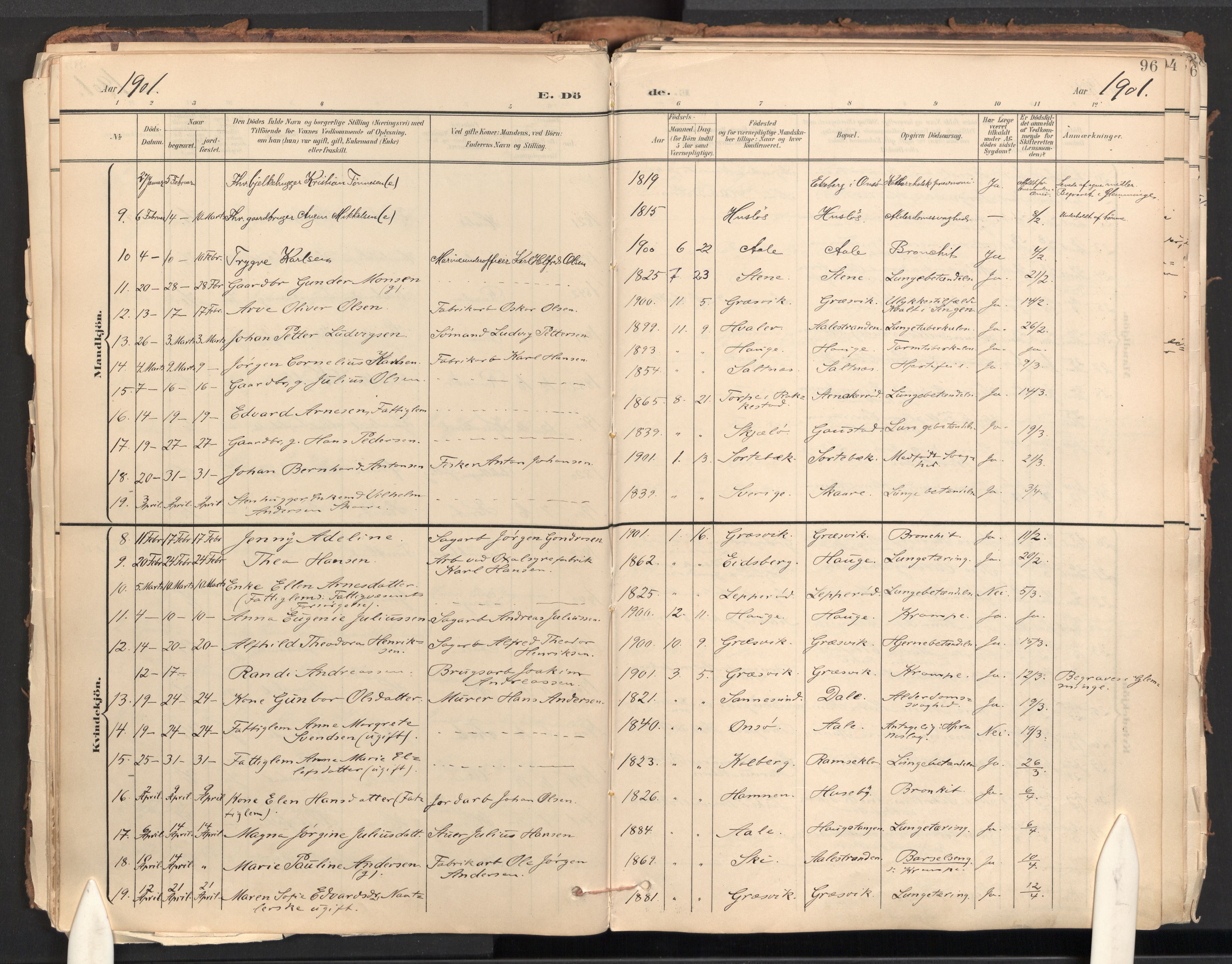Onsøy prestekontor Kirkebøker, AV/SAO-A-10914/F/Fa/L0009: Ministerialbok nr. I 9, 1899-1966, s. 96