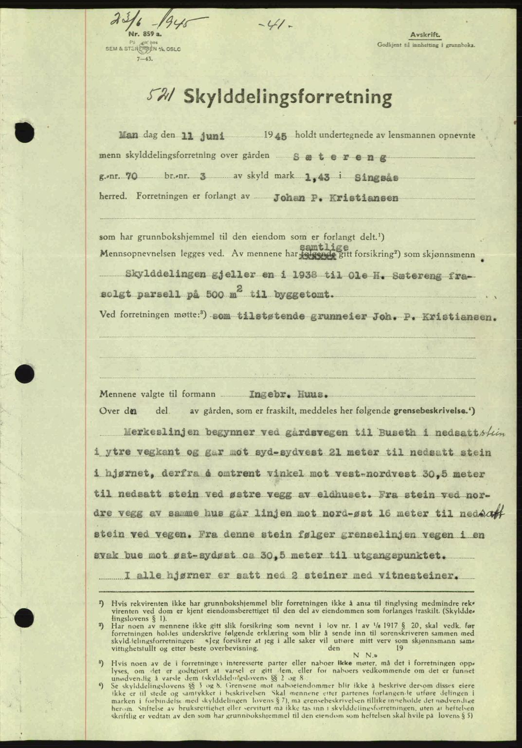 Gauldal sorenskriveri, SAT/A-0014/1/2/2C: Pantebok nr. A1a, 1945-1945, Dagboknr: 521/1945