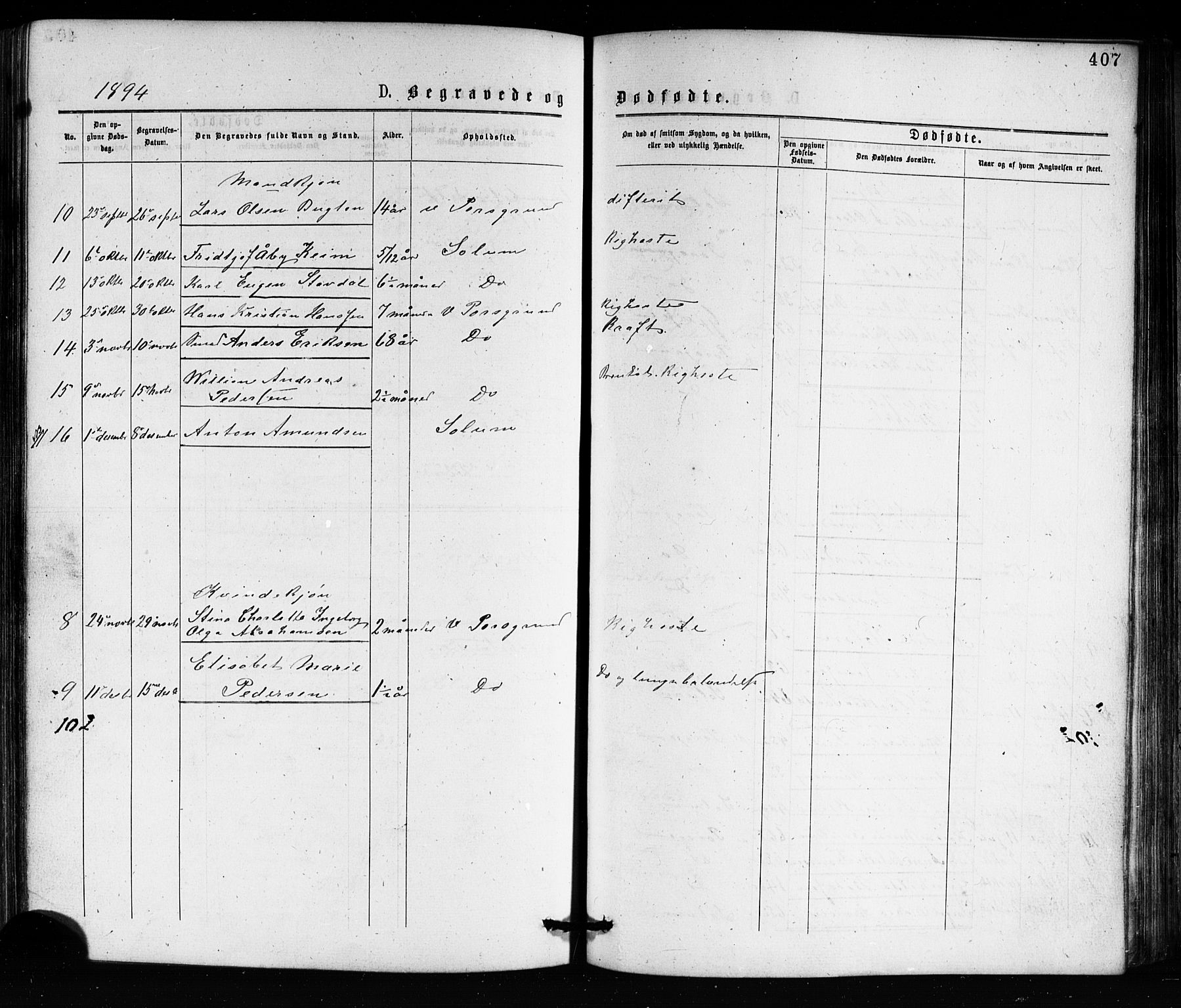 Porsgrunn kirkebøker , AV/SAKO-A-104/G/Ga/L0003: Klokkerbok nr. I 3, 1877-1915, s. 407
