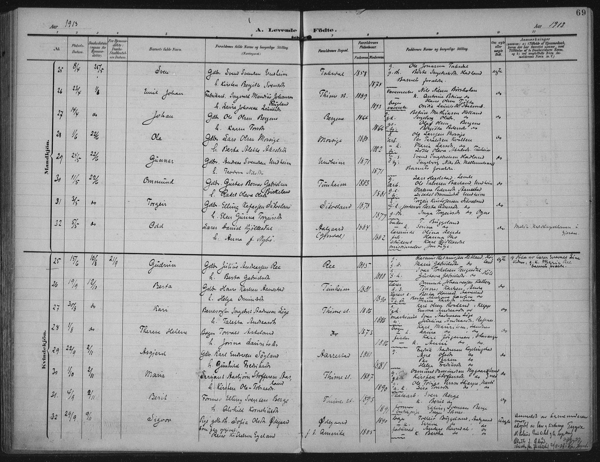 Lye sokneprestkontor, AV/SAST-A-101794/002/A/L0001: Ministerialbok nr. A 12, 1904-1920, s. 69