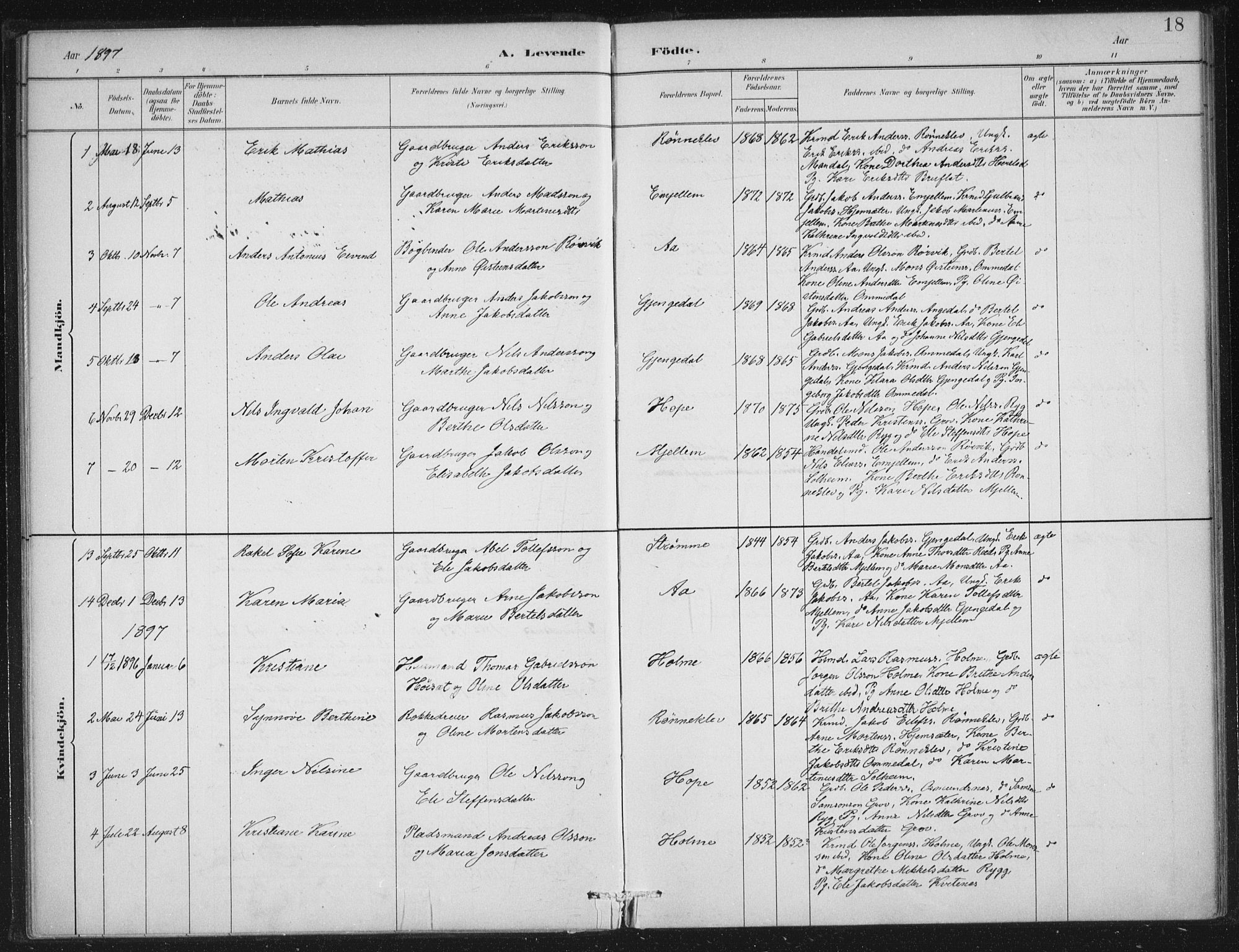 Gloppen sokneprestembete, AV/SAB-A-80101/H/Haa/Haae/L0001: Ministerialbok nr. E  1, 1885-1904, s. 18