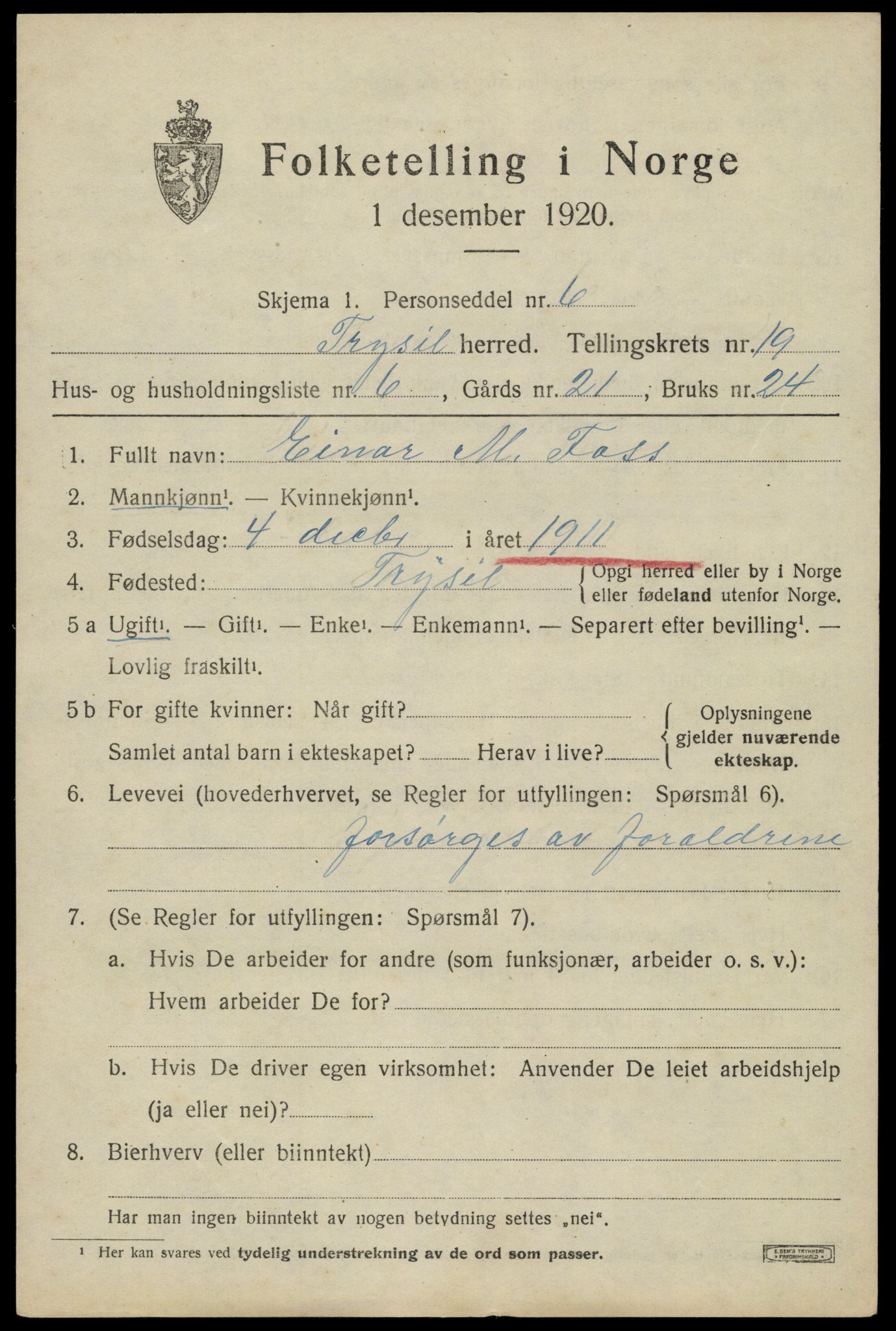 SAH, Folketelling 1920 for 0428 Trysil herred, 1920, s. 12781