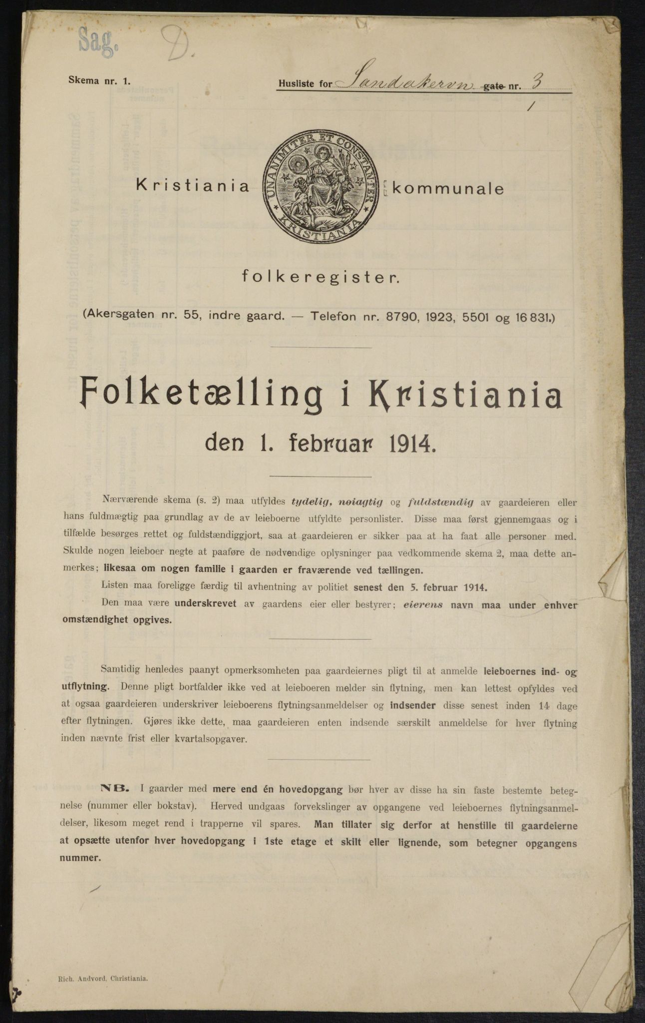 OBA, Kommunal folketelling 1.2.1914 for Kristiania, 1914, s. 86495