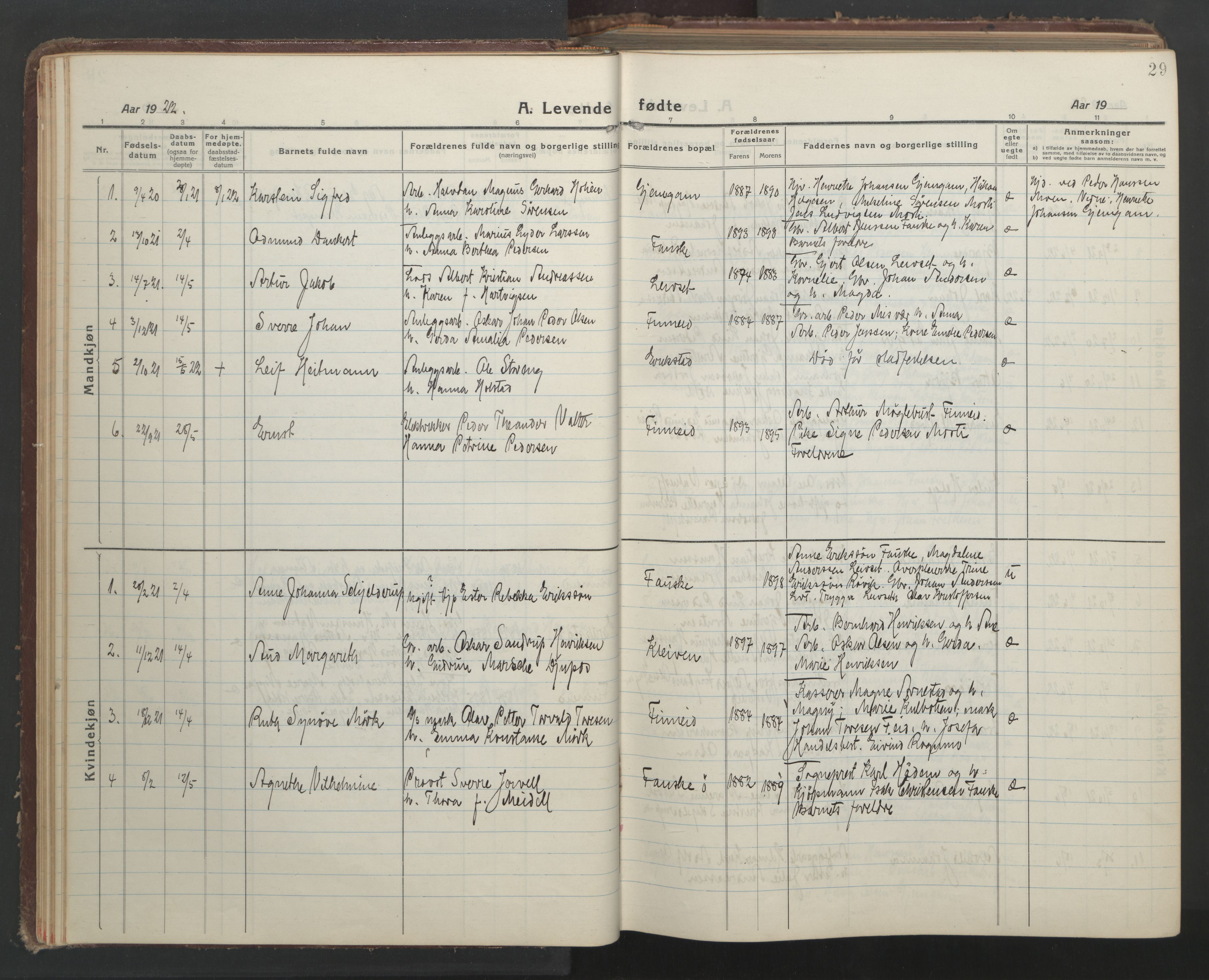 Ministerialprotokoller, klokkerbøker og fødselsregistre - Nordland, AV/SAT-A-1459/849/L0700: Klokkerbok nr. 849C01, 1919-1946, s. 29