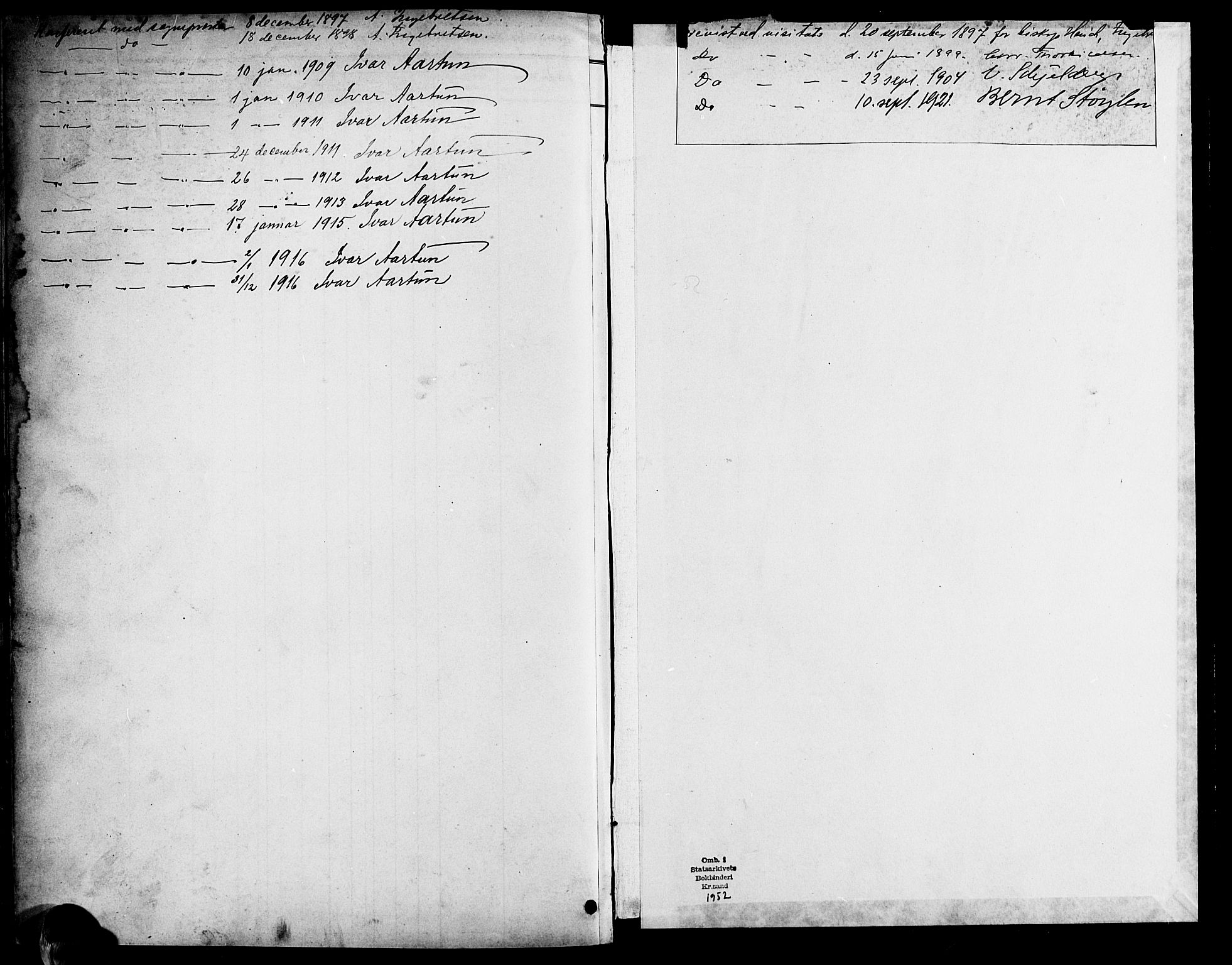 Bygland sokneprestkontor, AV/SAK-1111-0006/F/Fb/Fbc/L0002: Klokkerbok nr. B 2, 1895-1916