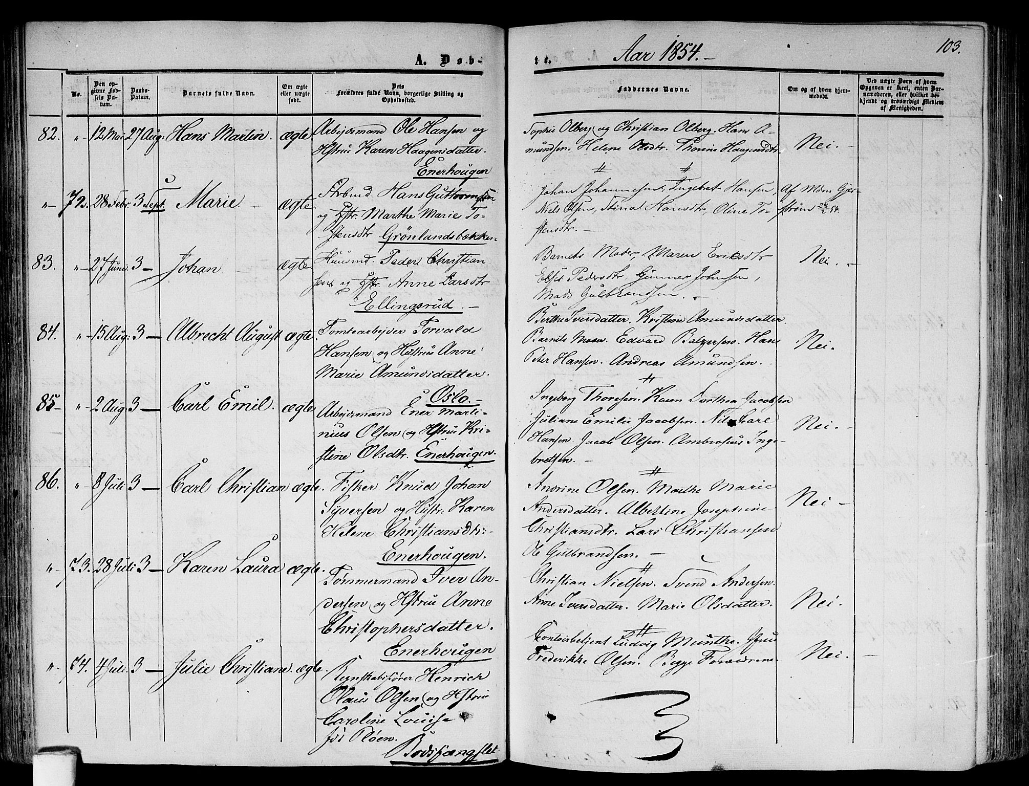 Gamlebyen prestekontor Kirkebøker, SAO/A-10884/F/Fa/L0004: Ministerialbok nr. 4, 1850-1857, s. 103