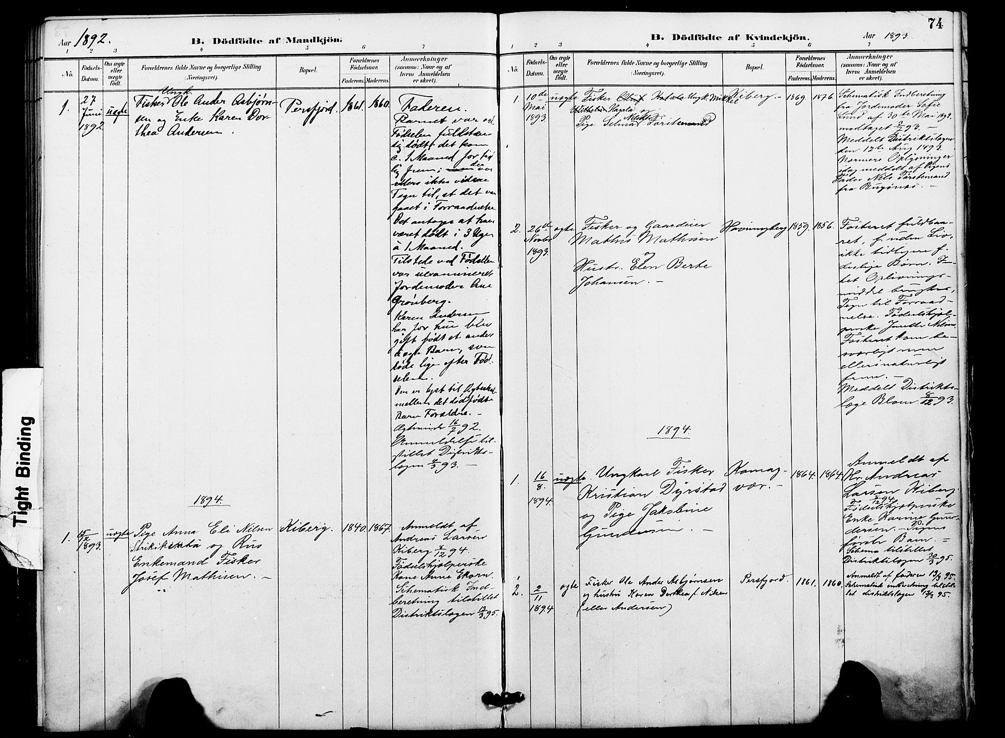 Vardø sokneprestkontor, AV/SATØ-S-1332/H/Ha/L0009kirke: Ministerialbok nr. 9, 1887-1898, s. 74