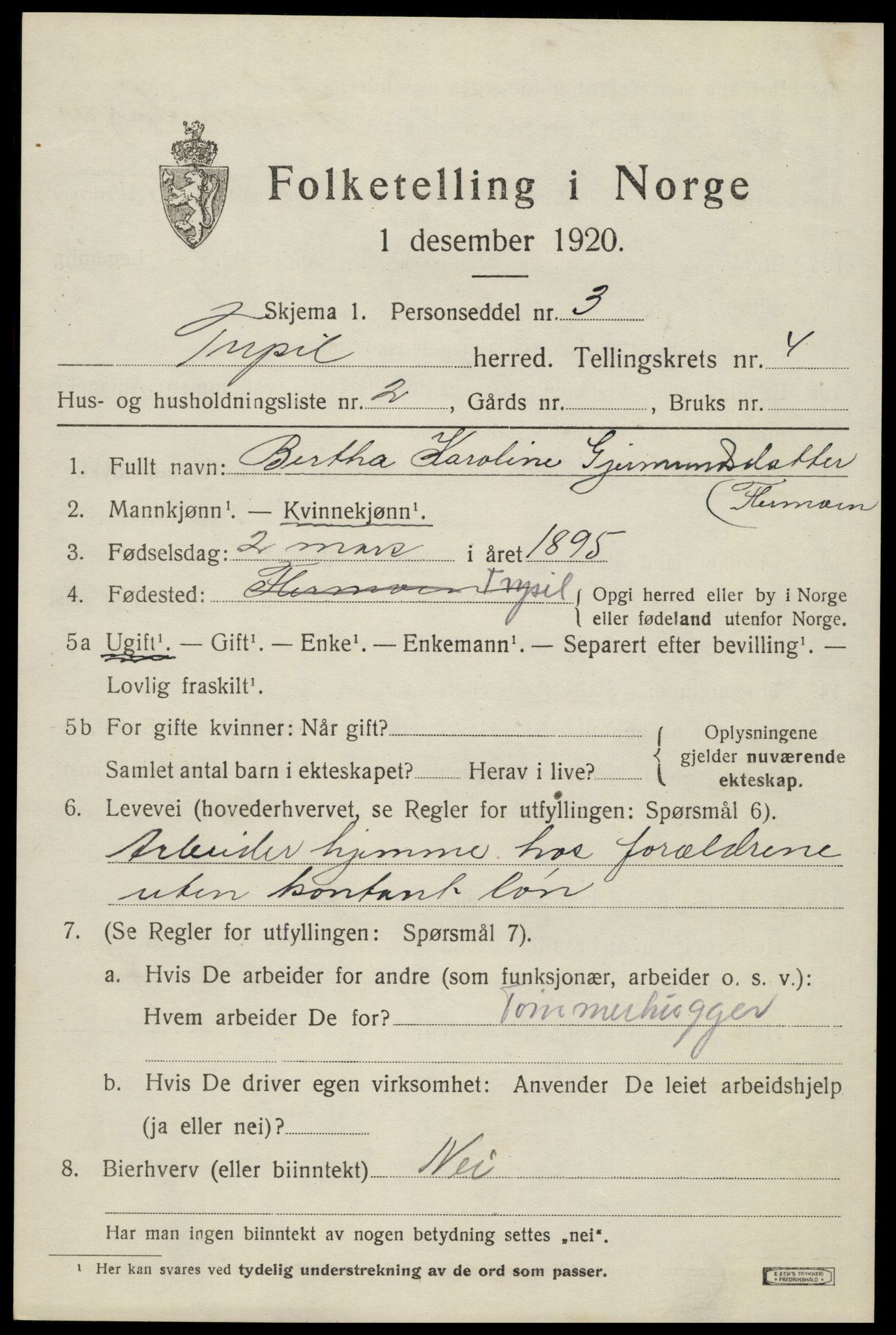 SAH, Folketelling 1920 for 0428 Trysil herred, 1920, s. 4093