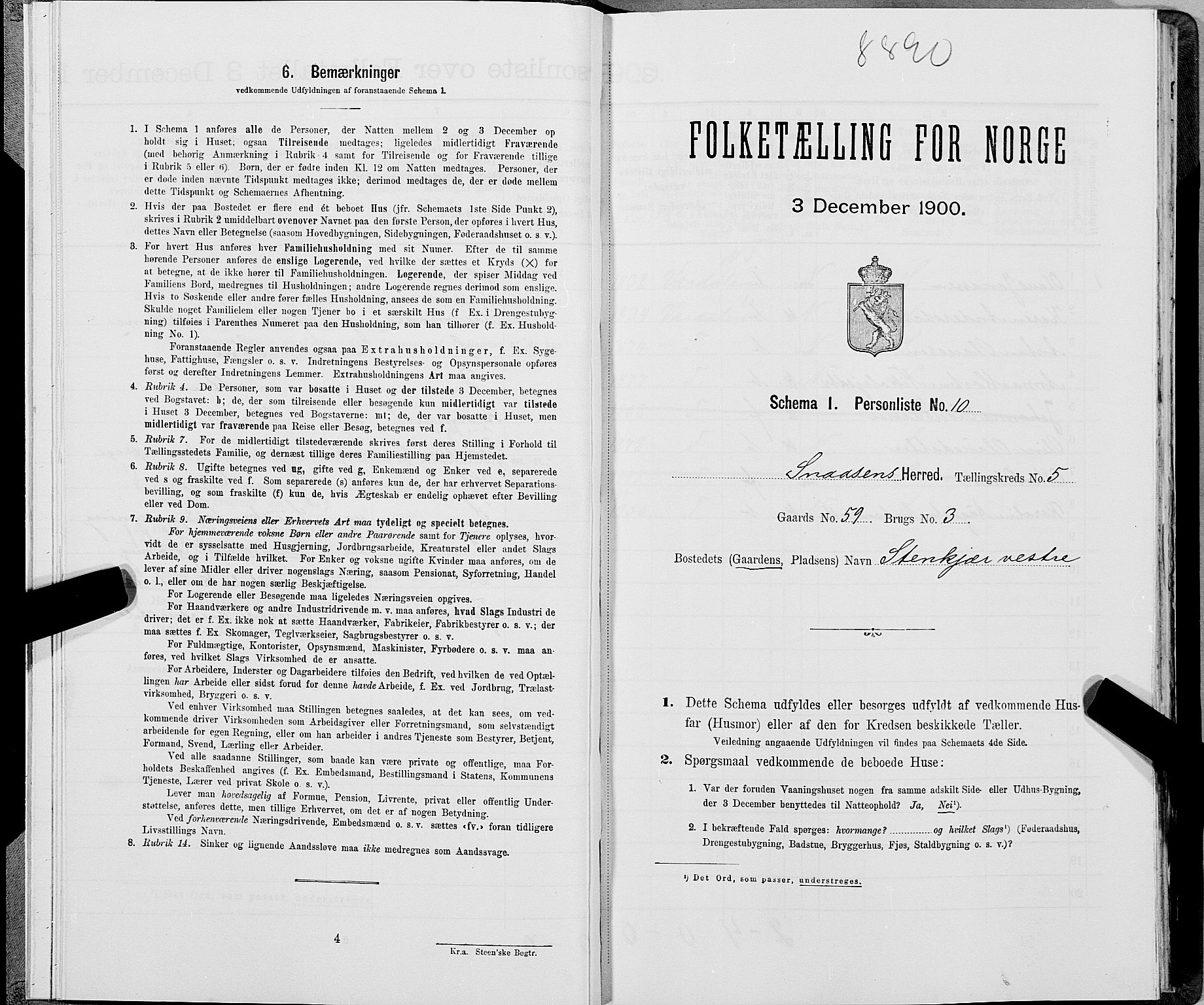 SAT, Folketelling 1900 for 1736 Snåsa herred, 1900, s. 1154