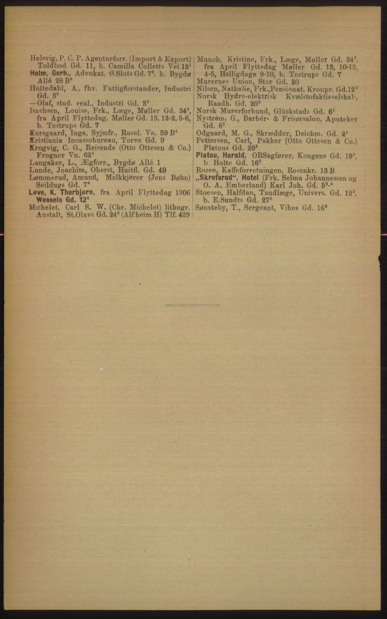Kristiania/Oslo adressebok, PUBL/-, 1906