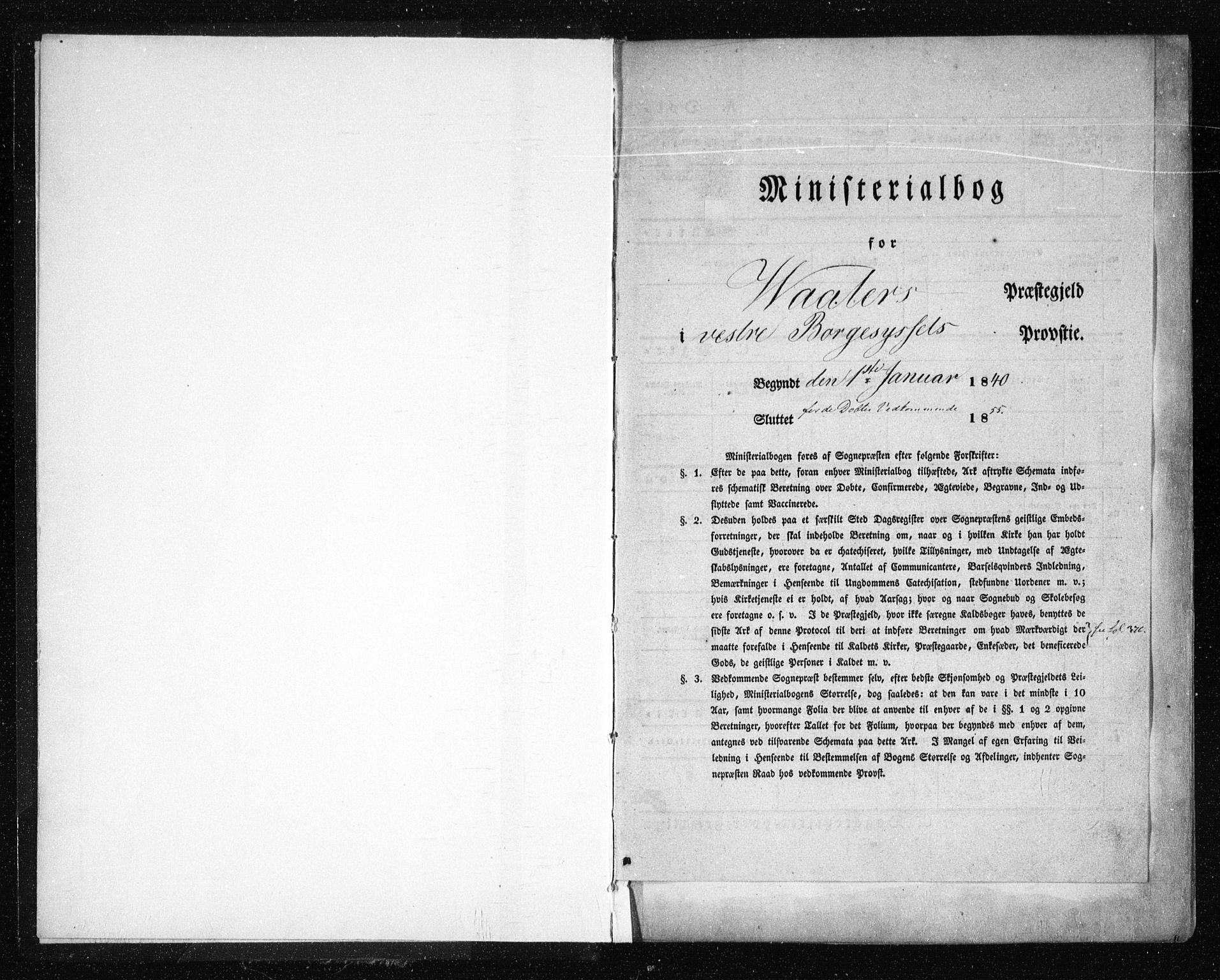 Våler prestekontor Kirkebøker, SAO/A-11083/F/Fa/L0006: Ministerialbok nr. I 6, 1840-1861