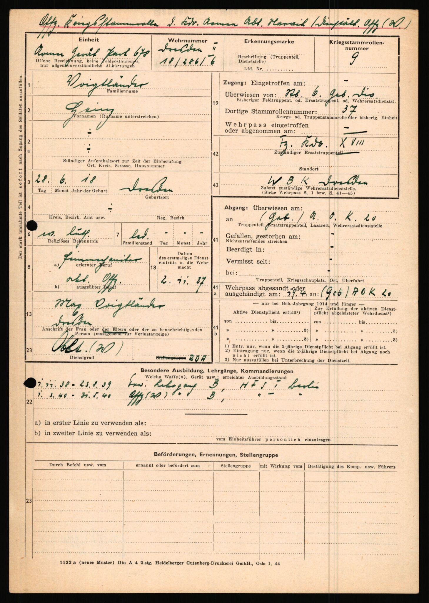 Forsvarets Overkommando. 2 kontor. Arkiv 11.4. Spredte tyske arkivsaker, AV/RA-RAFA-7031/D/Dar/Dara/L0019: Personalbøker og diverse, 1940-1945, s. 542
