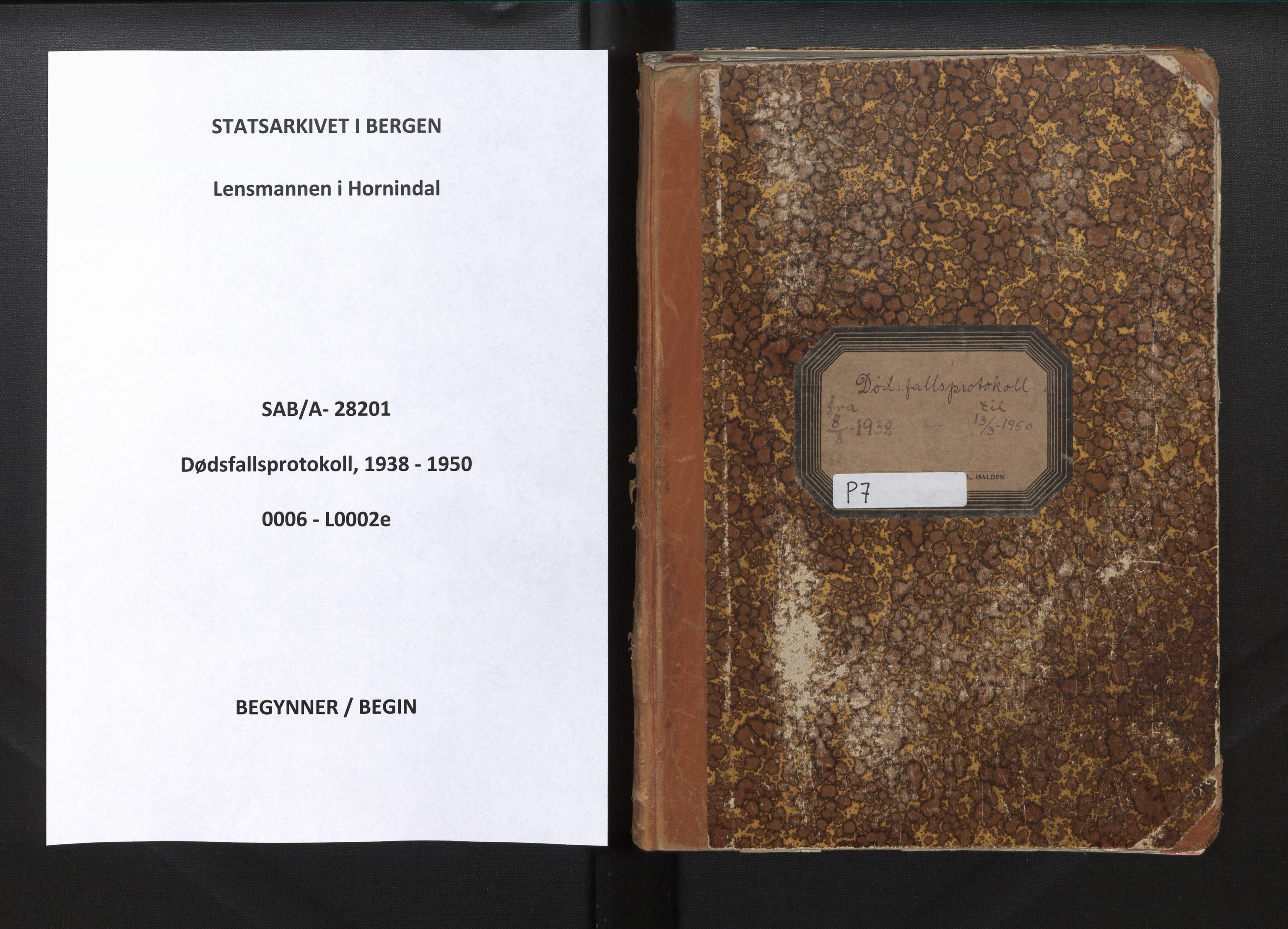 Lensmannen i Hornindal, SAB/A-28201/0006/L0002a: Dødsfallprotokoll, 1938-1950