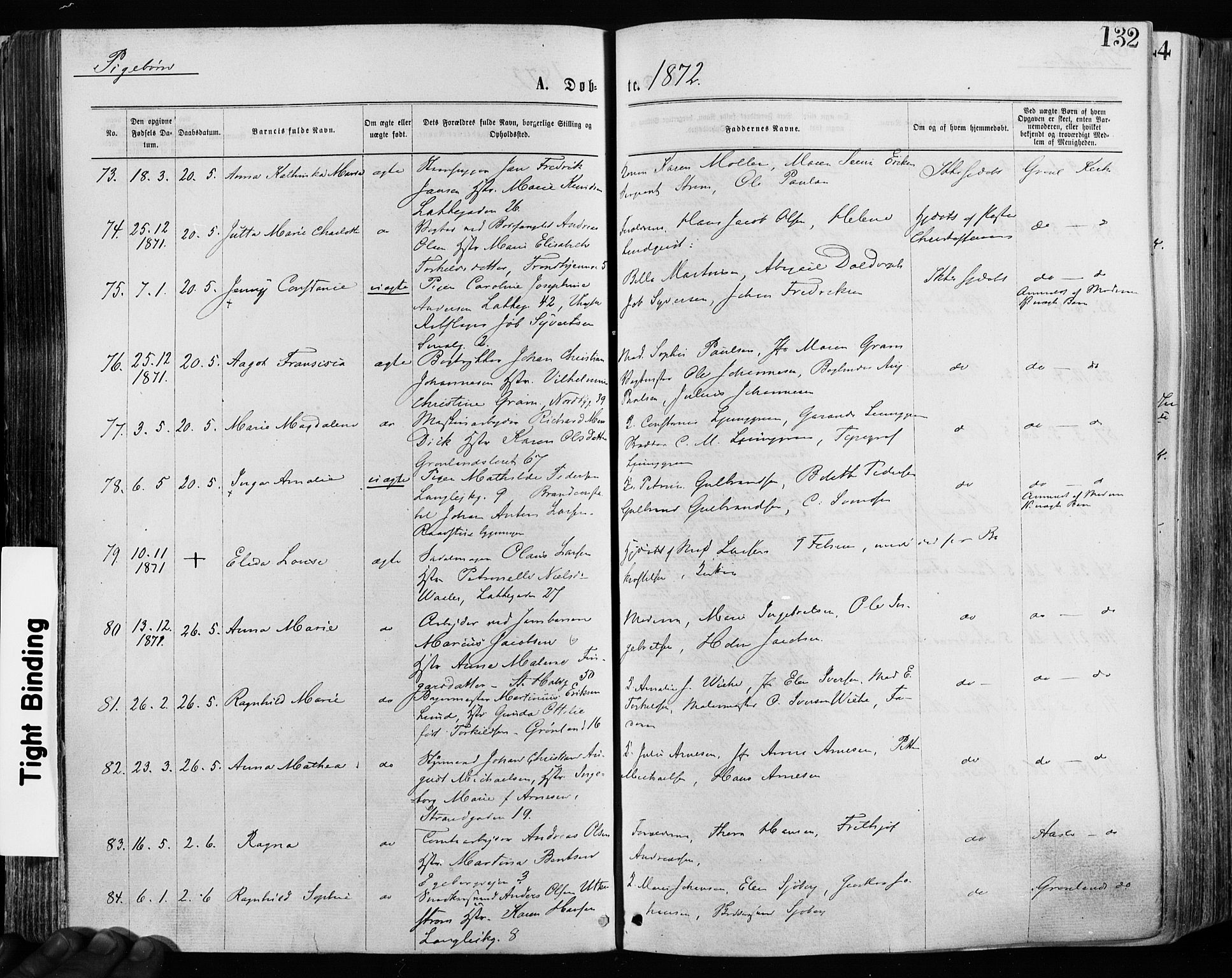 Grønland prestekontor Kirkebøker, SAO/A-10848/F/Fa/L0004: Ministerialbok nr. 4, 1869-1880, s. 132