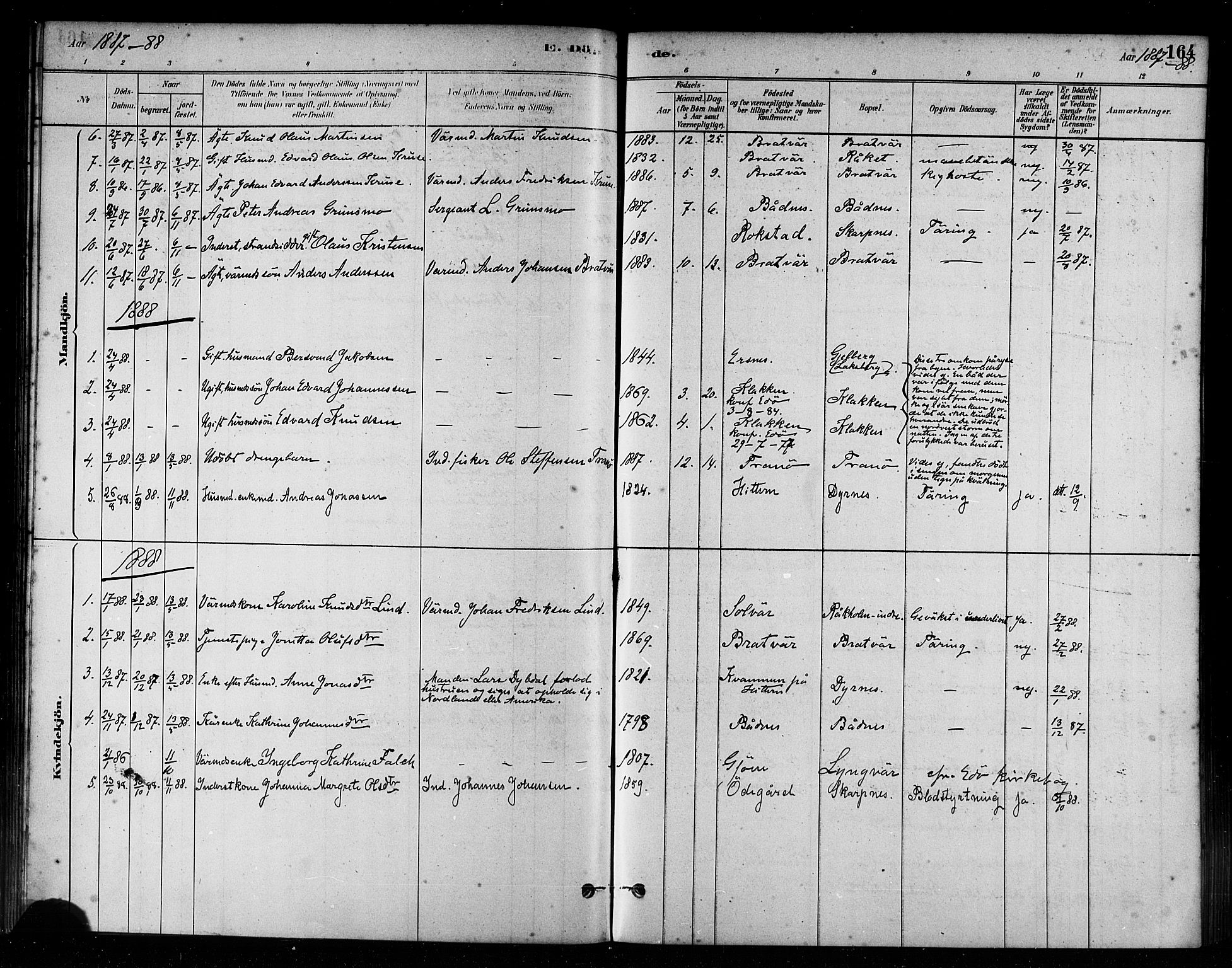 Ministerialprotokoller, klokkerbøker og fødselsregistre - Møre og Romsdal, SAT/A-1454/582/L0947: Ministerialbok nr. 582A01, 1880-1900, s. 164