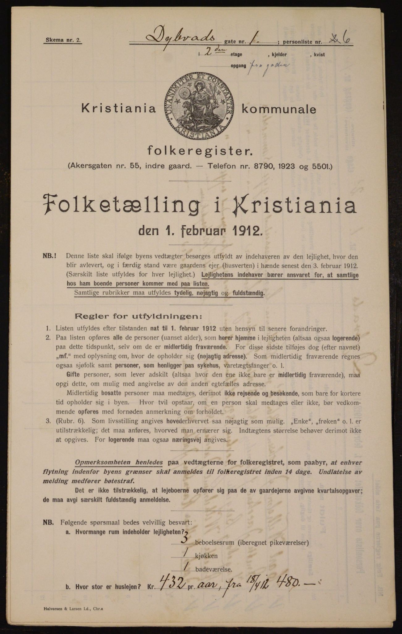 OBA, Kommunal folketelling 1.2.1912 for Kristiania, 1912, s. 17374