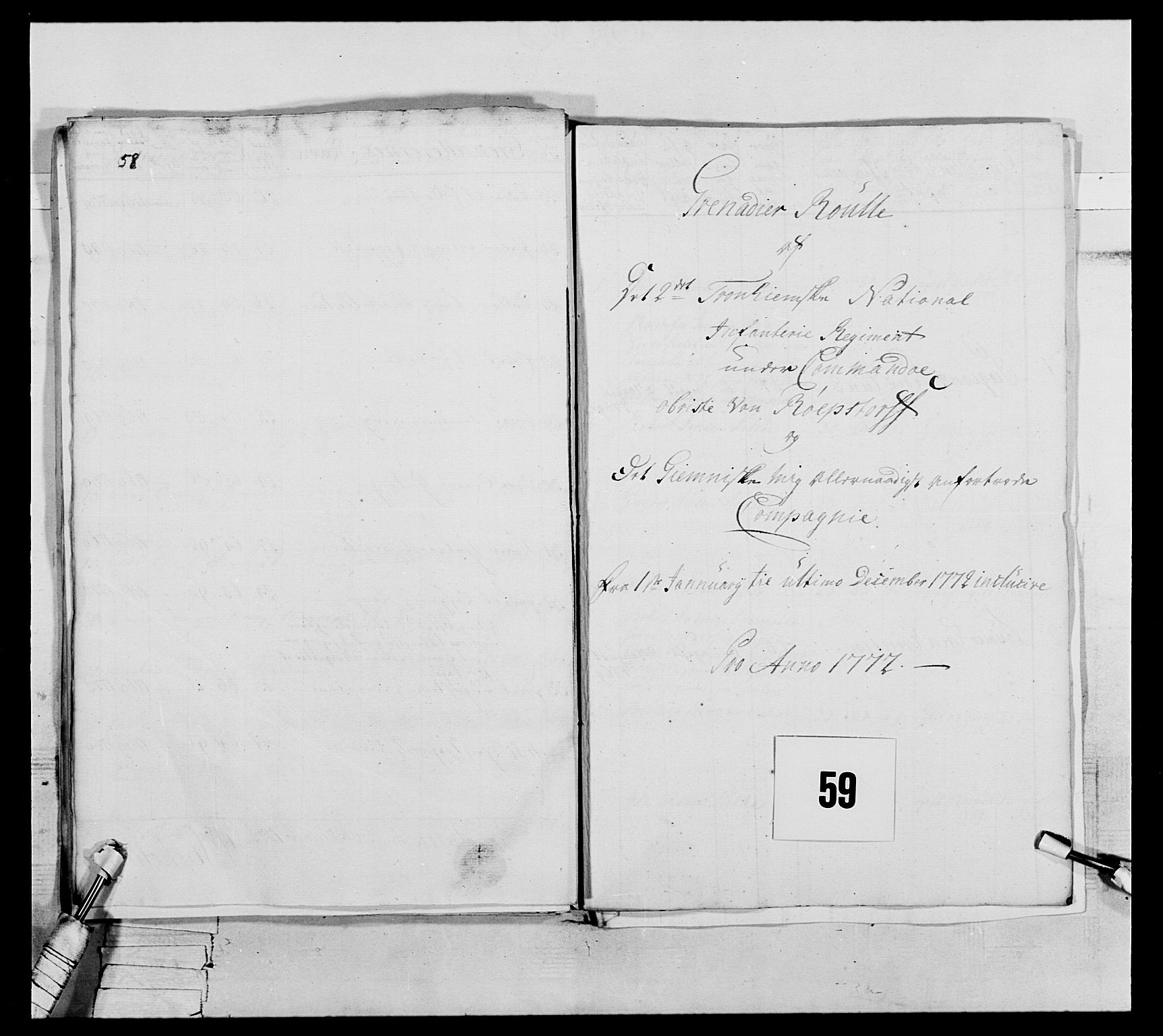 Generalitets- og kommissariatskollegiet, Det kongelige norske kommissariatskollegium, AV/RA-EA-5420/E/Eh/L0076: 2. Trondheimske nasjonale infanteriregiment, 1766-1773, s. 203