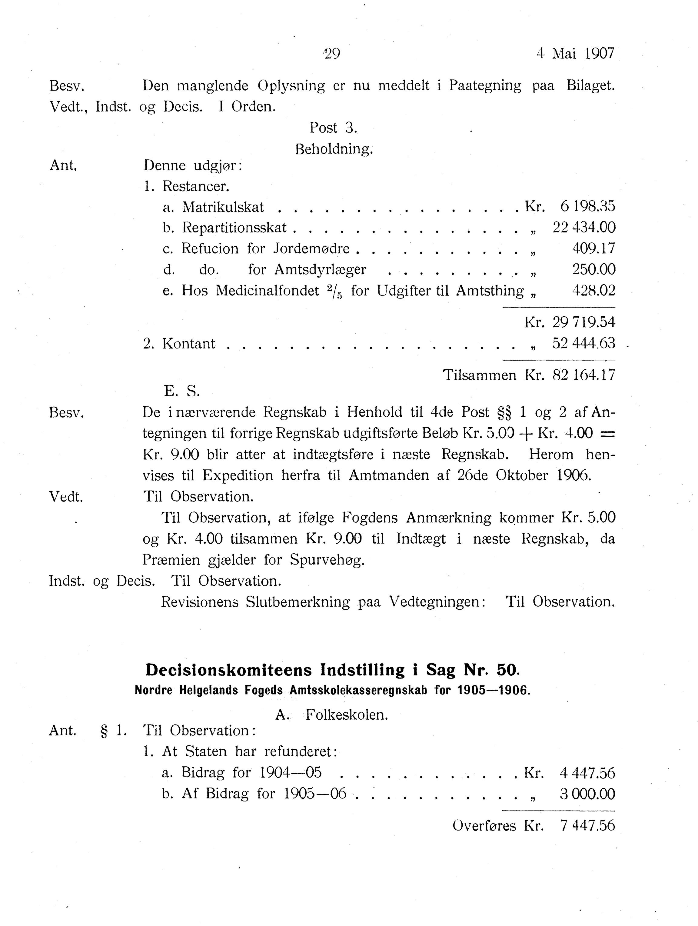 Nordland Fylkeskommune. Fylkestinget, AIN/NFK-17/176/A/Ac/L0030: Fylkestingsforhandlinger 1907, 1907