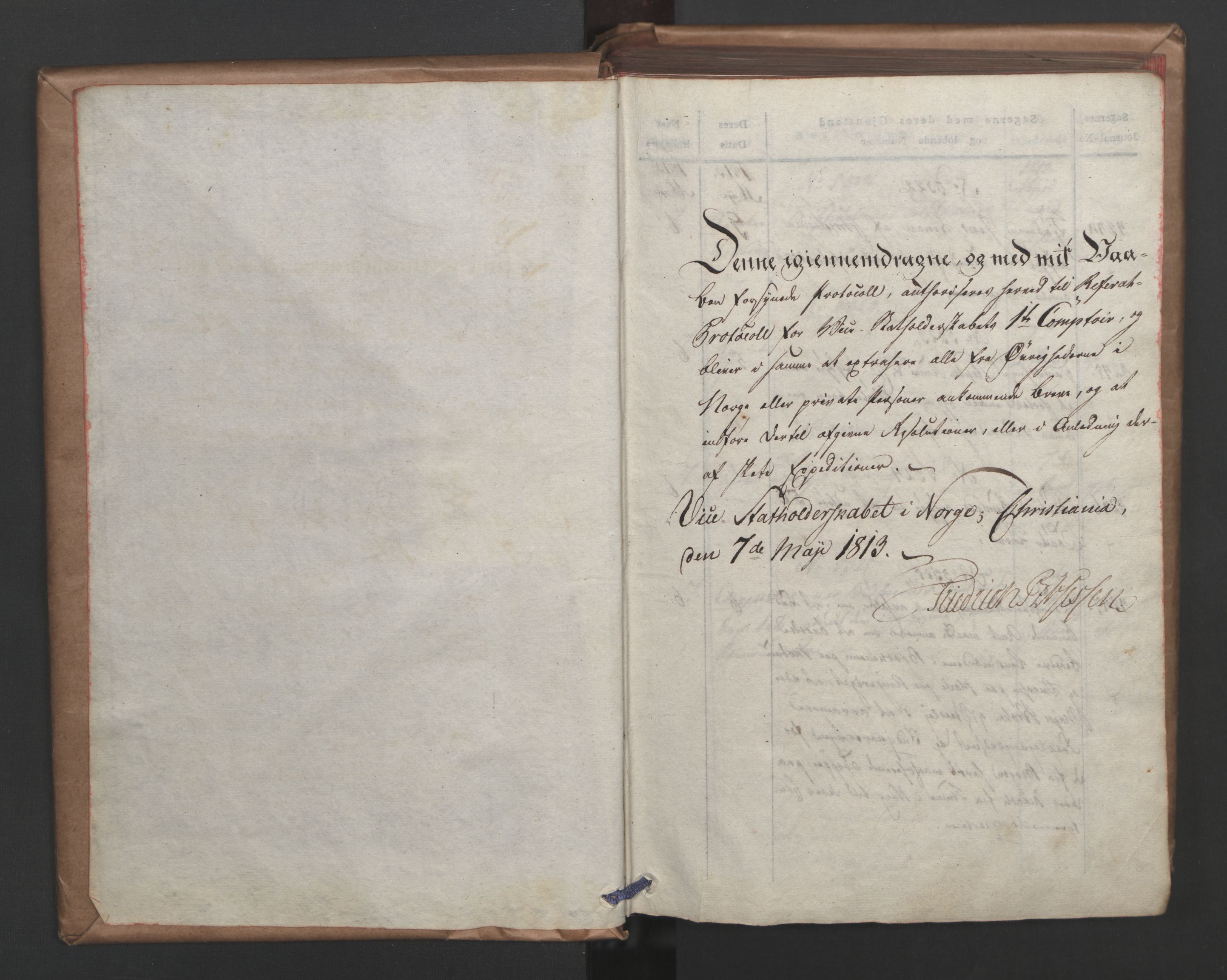 Stattholderembetet 1810-1814, 1. kontor (Kontor A), AV/RA-EA-2872/Ab/L0006: Referatprotokoll,  j.nr. 4244-5022,  l.nr. 5322-6289, 1813, s. 4