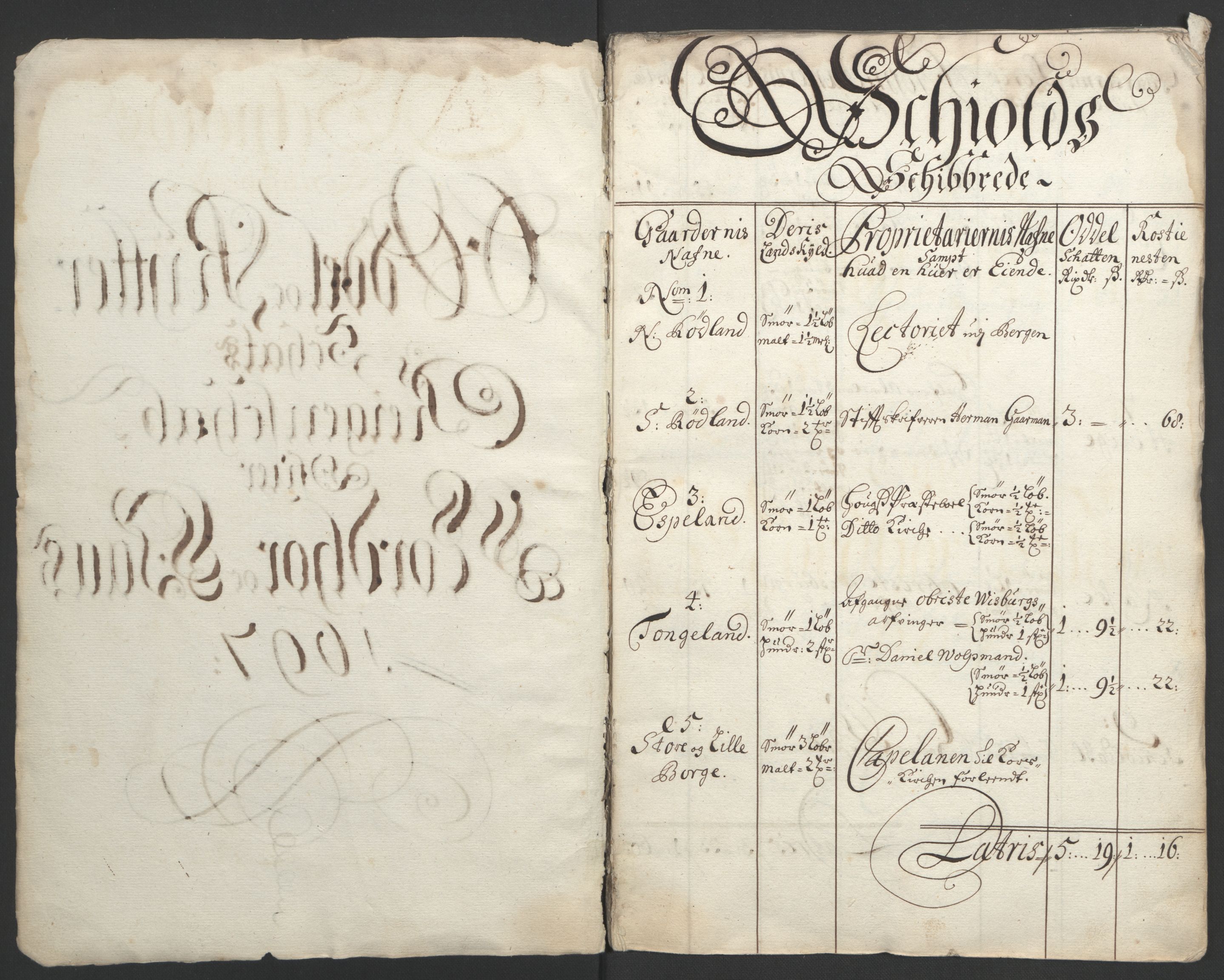 Rentekammeret inntil 1814, Reviderte regnskaper, Fogderegnskap, AV/RA-EA-4092/R51/L3183: Fogderegnskap Nordhordland og Voss, 1695-1697, s. 311