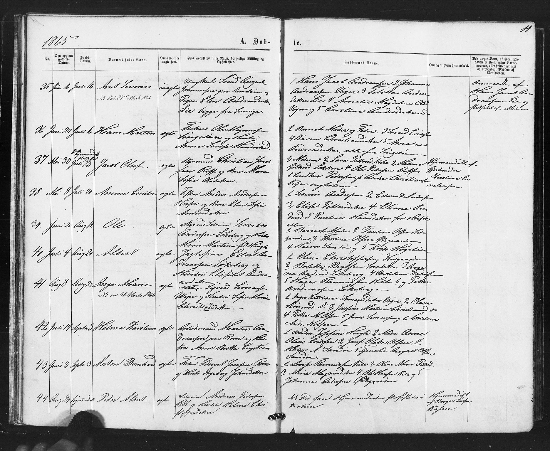 Hvaler prestekontor Kirkebøker, AV/SAO-A-2001/F/Fa/L0007: Ministerialbok nr. I 7, 1864-1878, s. 11