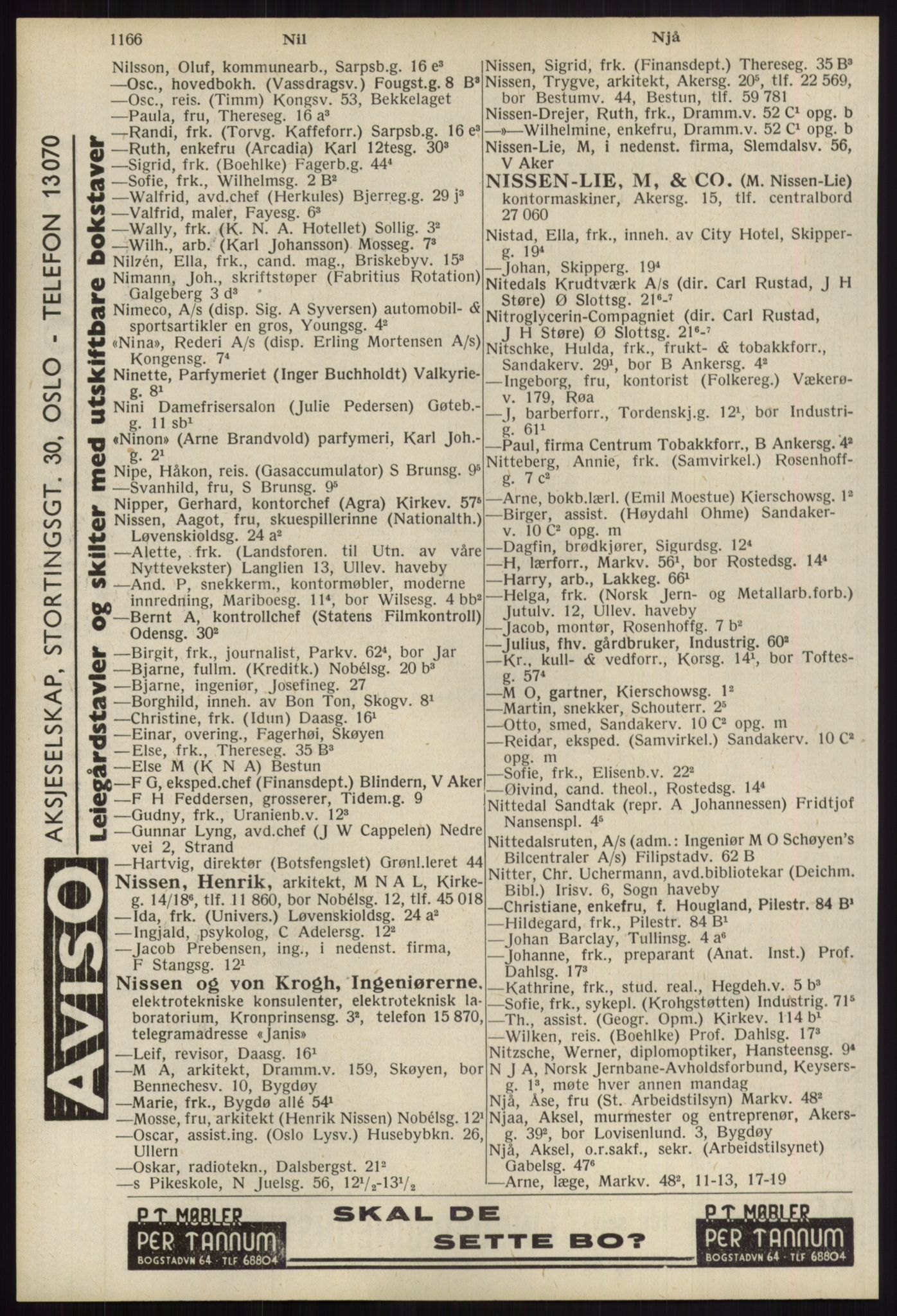 Kristiania/Oslo adressebok, PUBL/-, 1939, s. 1166