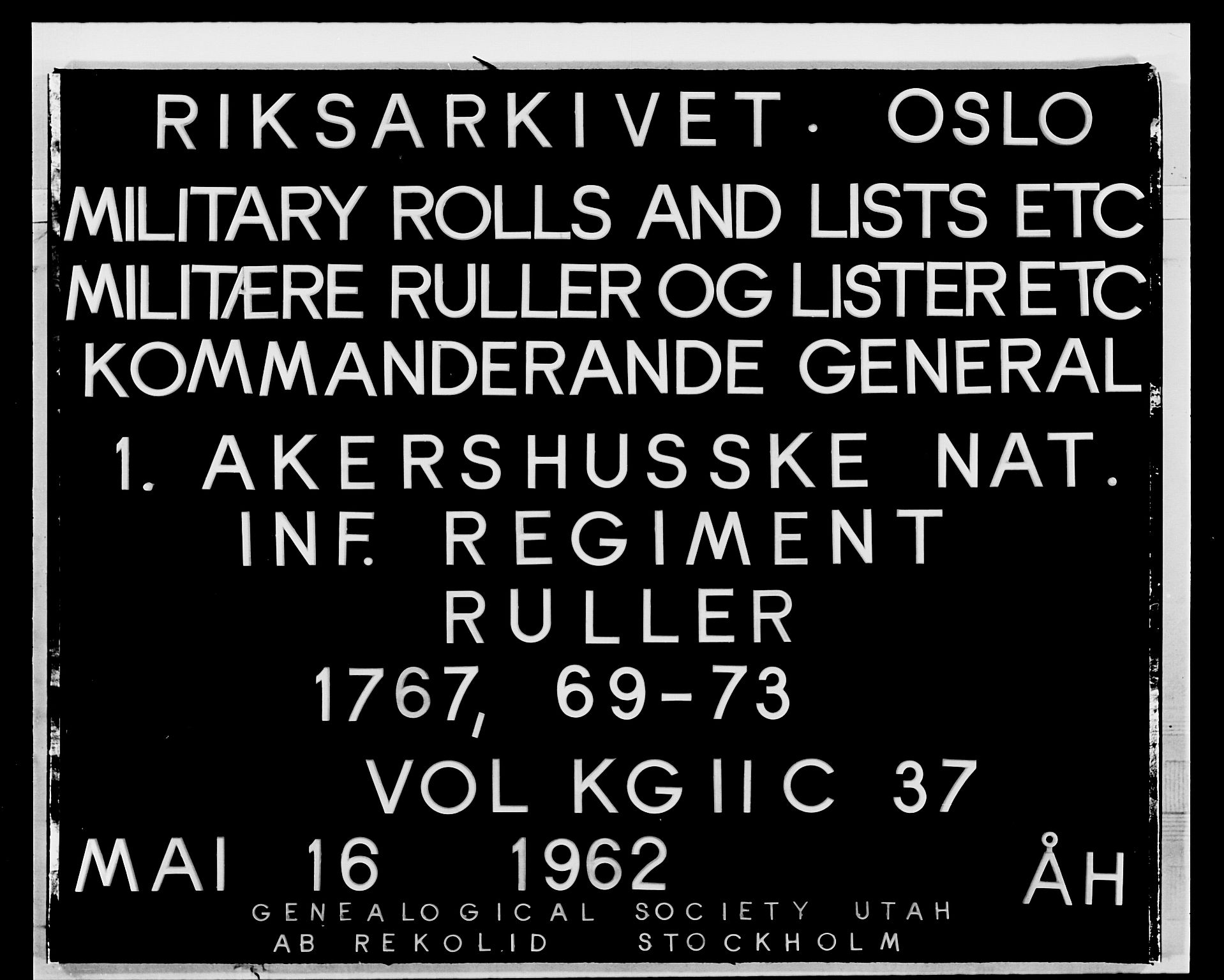 Generalitets- og kommissariatskollegiet, Det kongelige norske kommissariatskollegium, RA/EA-5420/E/Eh/L0037: 1. Akershusiske nasjonale infanteriregiment, 1767-1773, s. 1