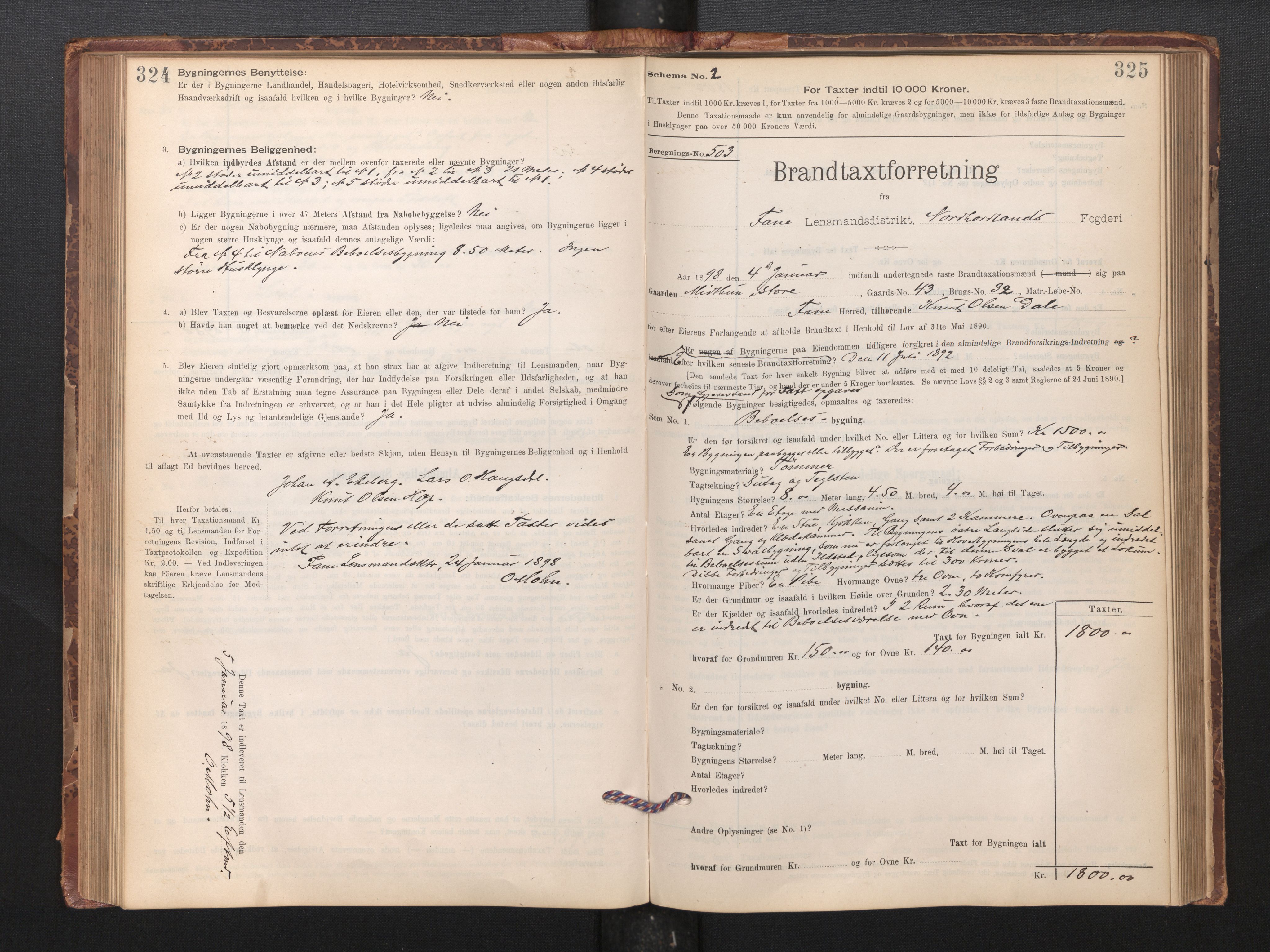 Lensmannen i Fana, AV/SAB-A-31801/0012/L0016: Branntakstprotokoll skjematakst, 1895-1902, s. 324-325