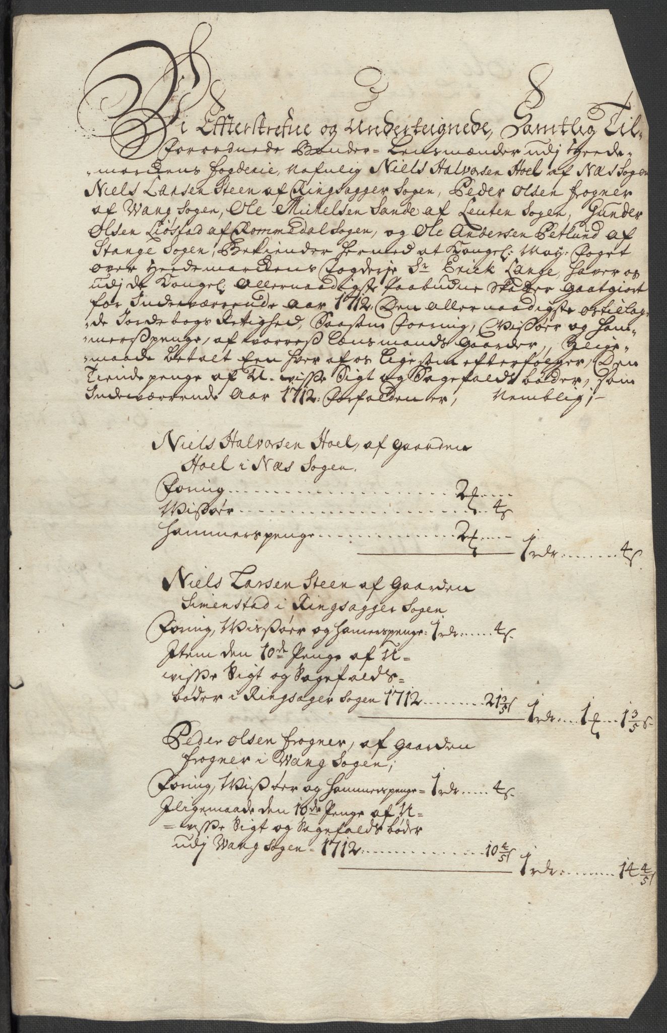 Rentekammeret inntil 1814, Reviderte regnskaper, Fogderegnskap, RA/EA-4092/R16/L1049: Fogderegnskap Hedmark, 1712, s. 276