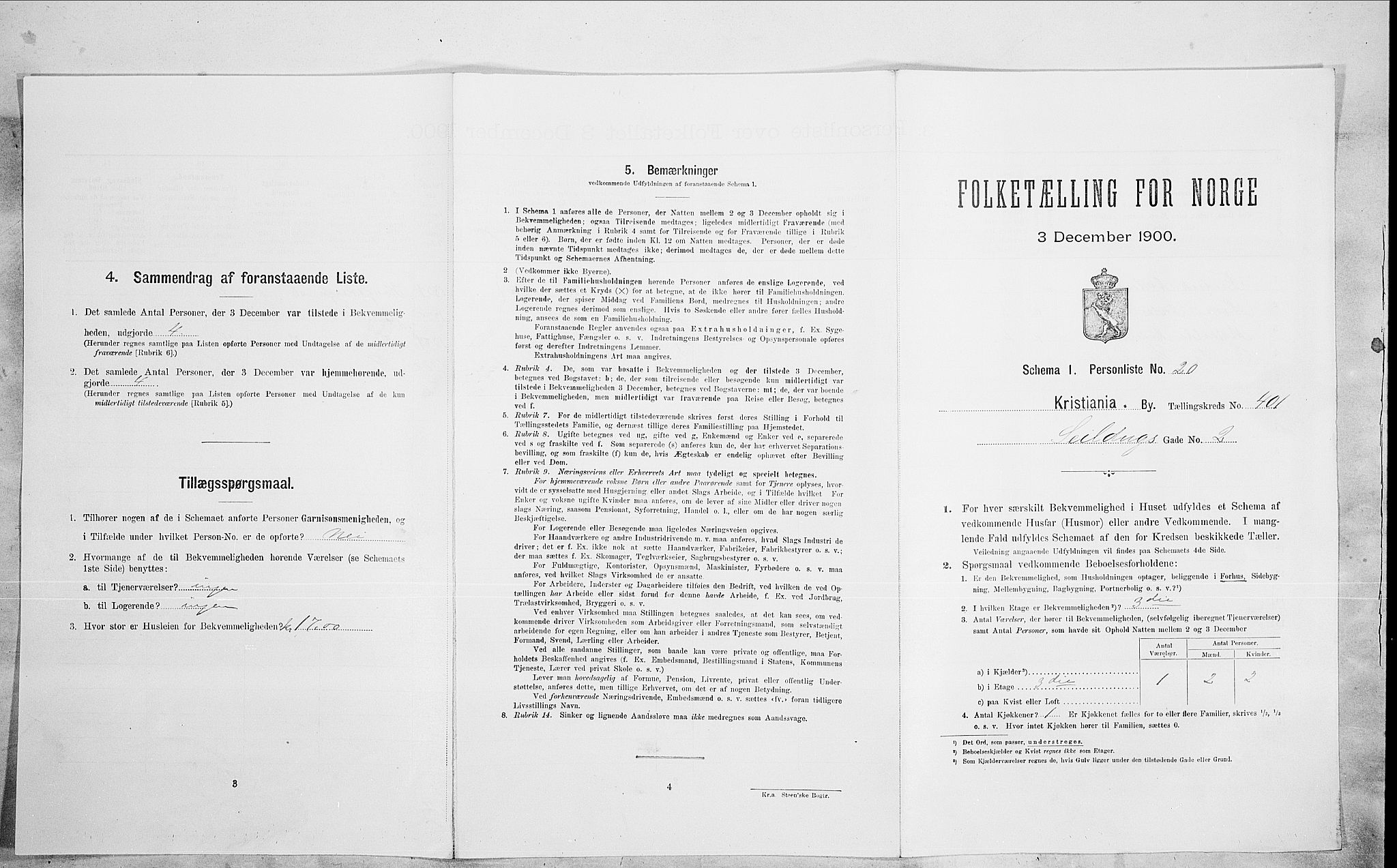 SAO, Folketelling 1900 for 0301 Kristiania kjøpstad, 1900, s. 83488