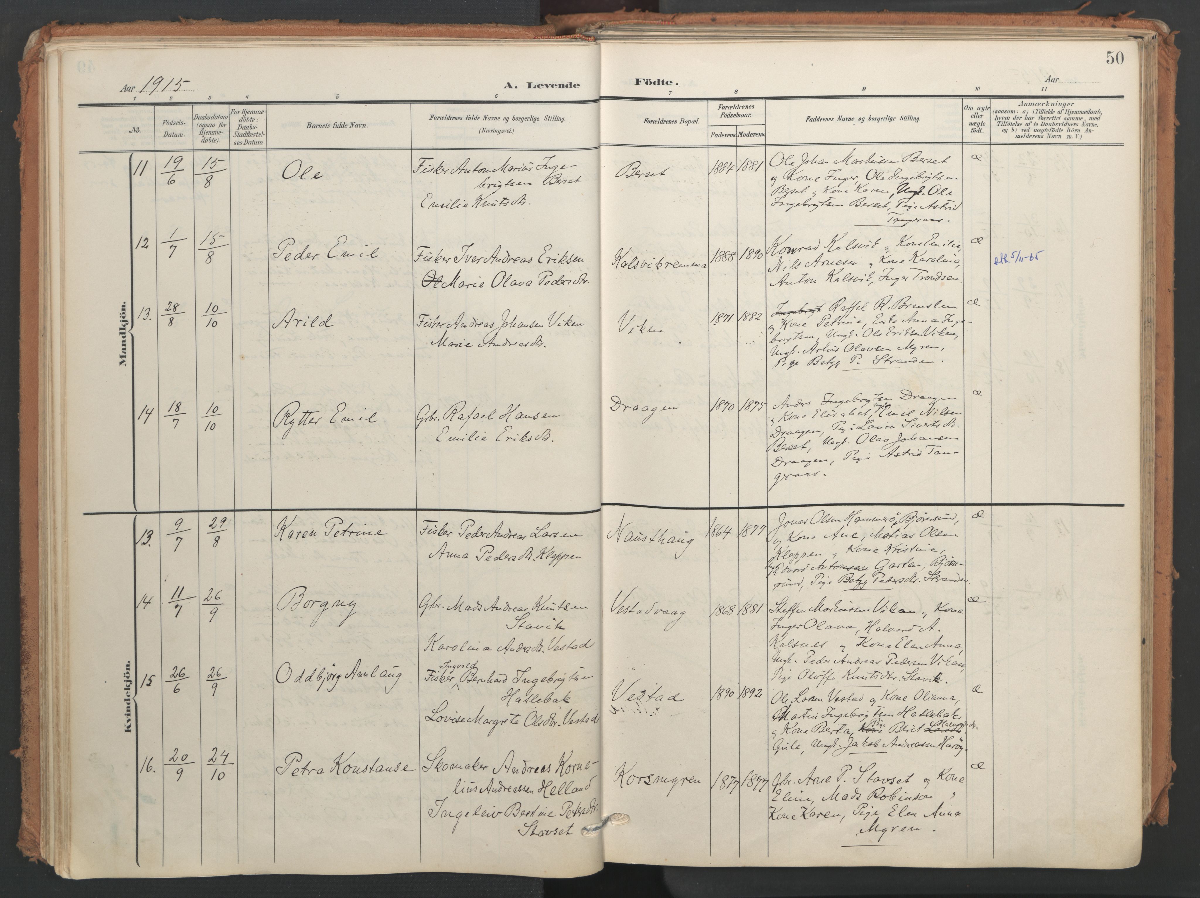 Ministerialprotokoller, klokkerbøker og fødselsregistre - Møre og Romsdal, AV/SAT-A-1454/566/L0771: Ministerialbok nr. 566A10, 1904-1929, s. 50