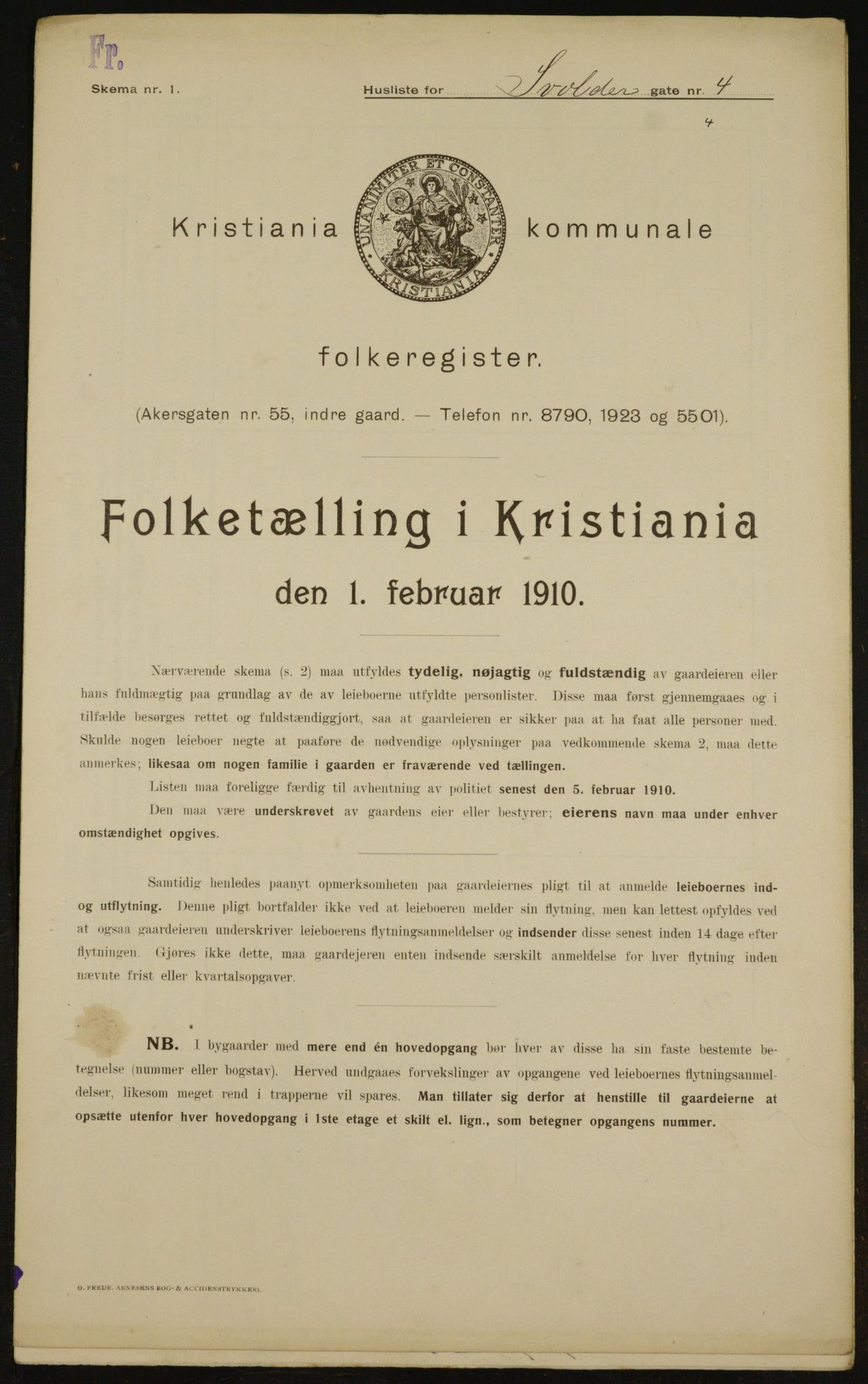 OBA, Kommunal folketelling 1.2.1910 for Kristiania, 1910, s. 100713