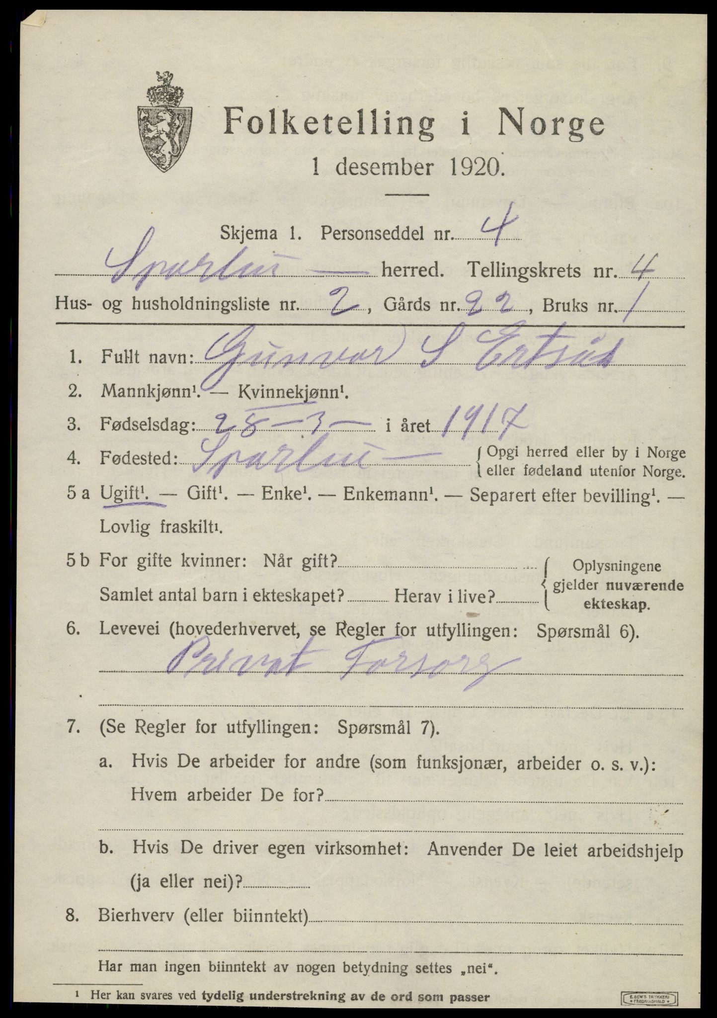 SAT, Folketelling 1920 for 1731 Sparbu herred, 1920, s. 5191