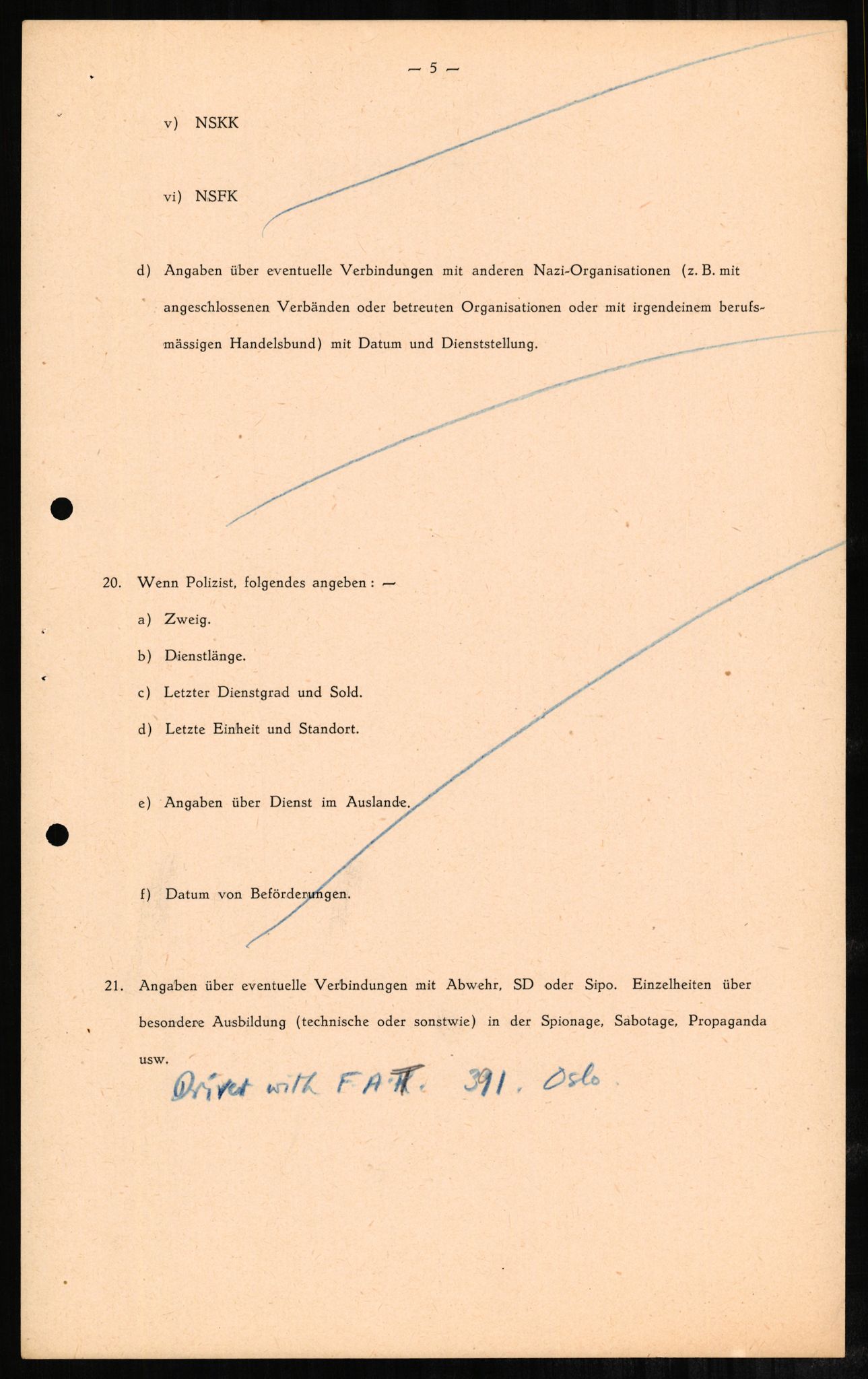 Forsvaret, Forsvarets overkommando II, AV/RA-RAFA-3915/D/Db/L0001: CI Questionaires. Tyske okkupasjonsstyrker i Norge. Tyskere., 1945-1946, s. 263