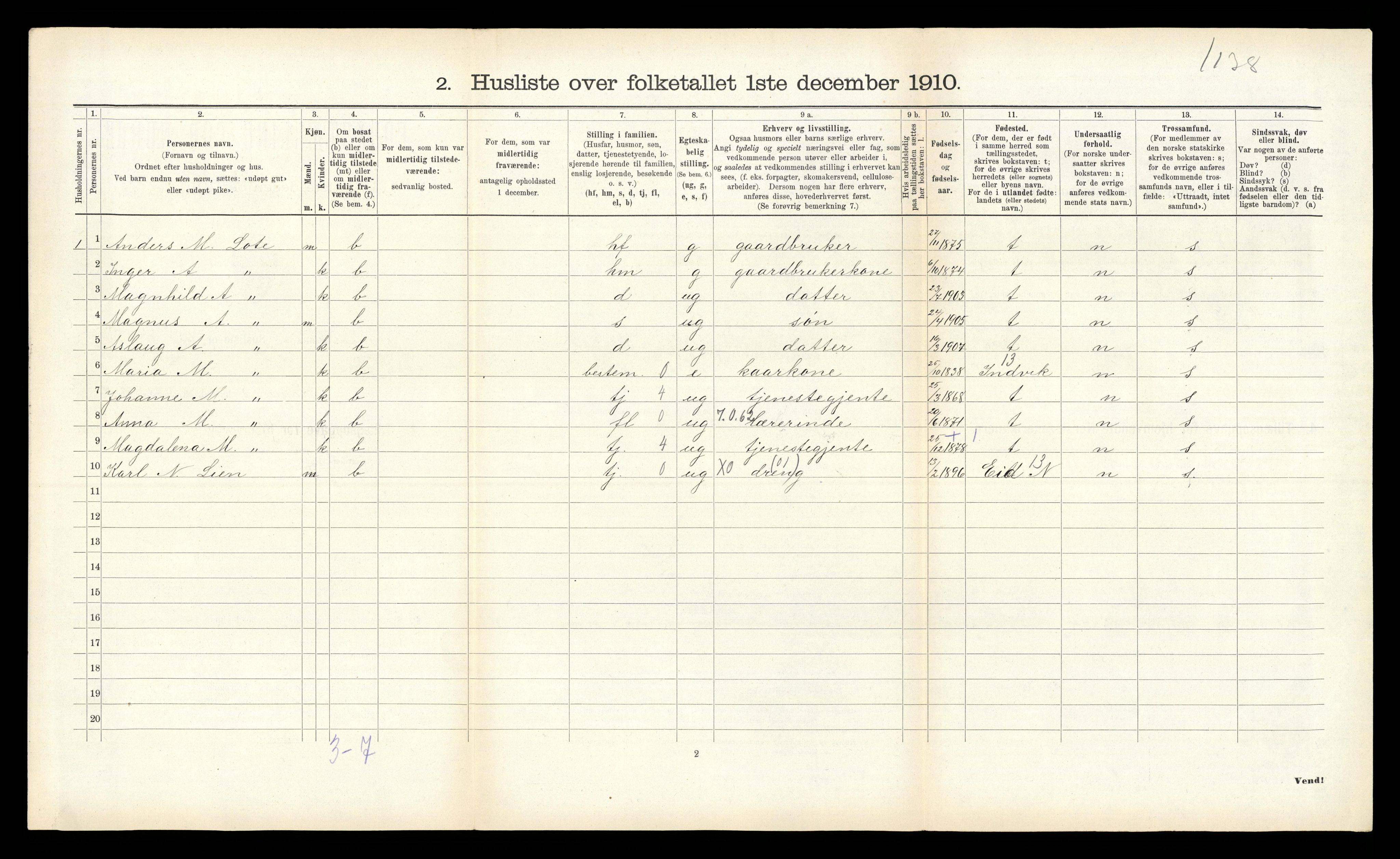 RA, Folketelling 1910 for 1445 Gloppen herred, 1910, s. 581