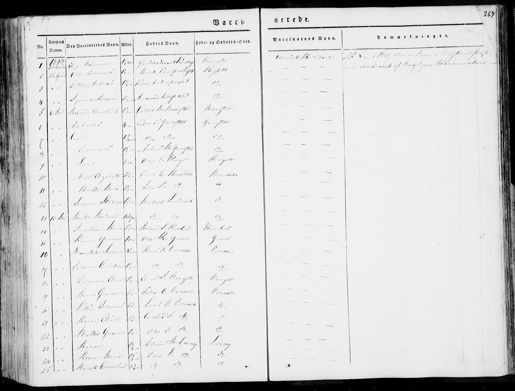 Ministerialprotokoller, klokkerbøker og fødselsregistre - Møre og Romsdal, AV/SAT-A-1454/509/L0104: Ministerialbok nr. 509A02, 1833-1847, s. 267