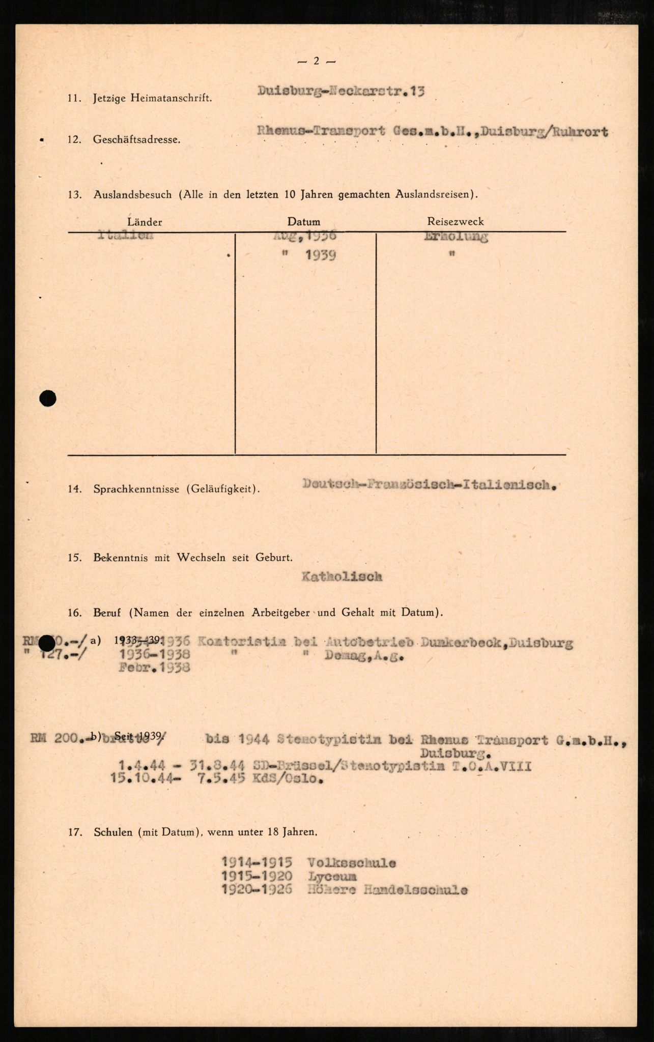 Forsvaret, Forsvarets overkommando II, AV/RA-RAFA-3915/D/Db/L0002: CI Questionaires. Tyske okkupasjonsstyrker i Norge. Tyskere., 1945-1946, s. 475