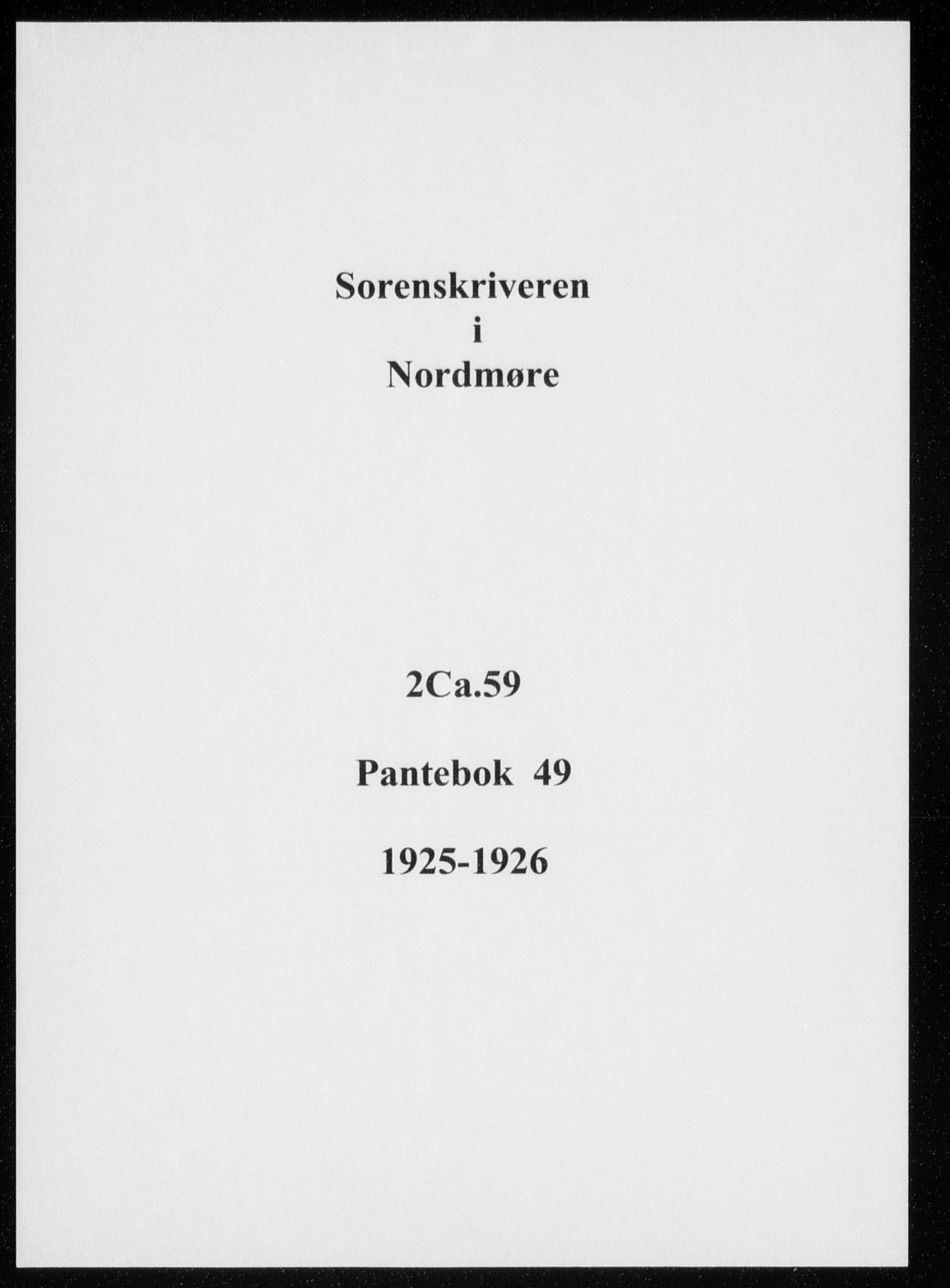 Nordmøre sorenskriveri, SAT/A-4132/1/2/2Ca/L0059: Pantebok nr. 49, 1925-1926
