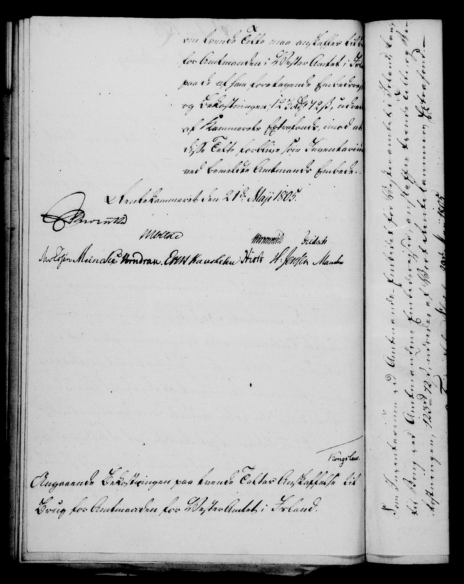 Rentekammeret, Kammerkanselliet, RA/EA-3111/G/Gf/Gfa/L0087: Norsk relasjons- og resolusjonsprotokoll (merket RK 52.87), 1805, s. 308