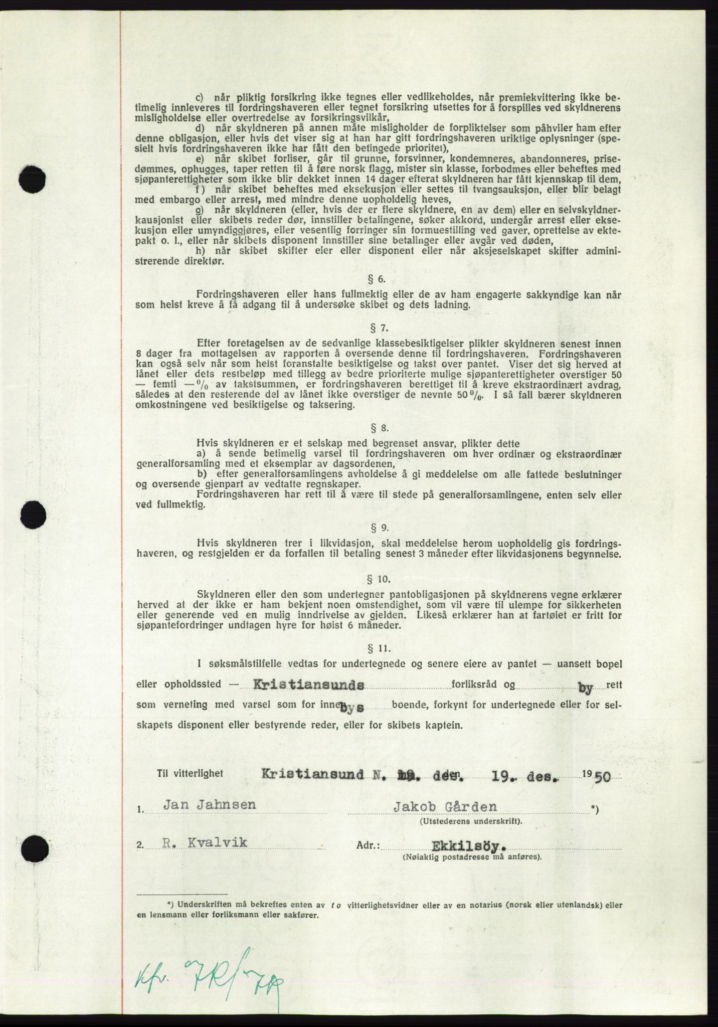 Nordmøre sorenskriveri, AV/SAT-A-4132/1/2/2Ca: Pantebok nr. B106, 1950-1950, Dagboknr: 4060/1950