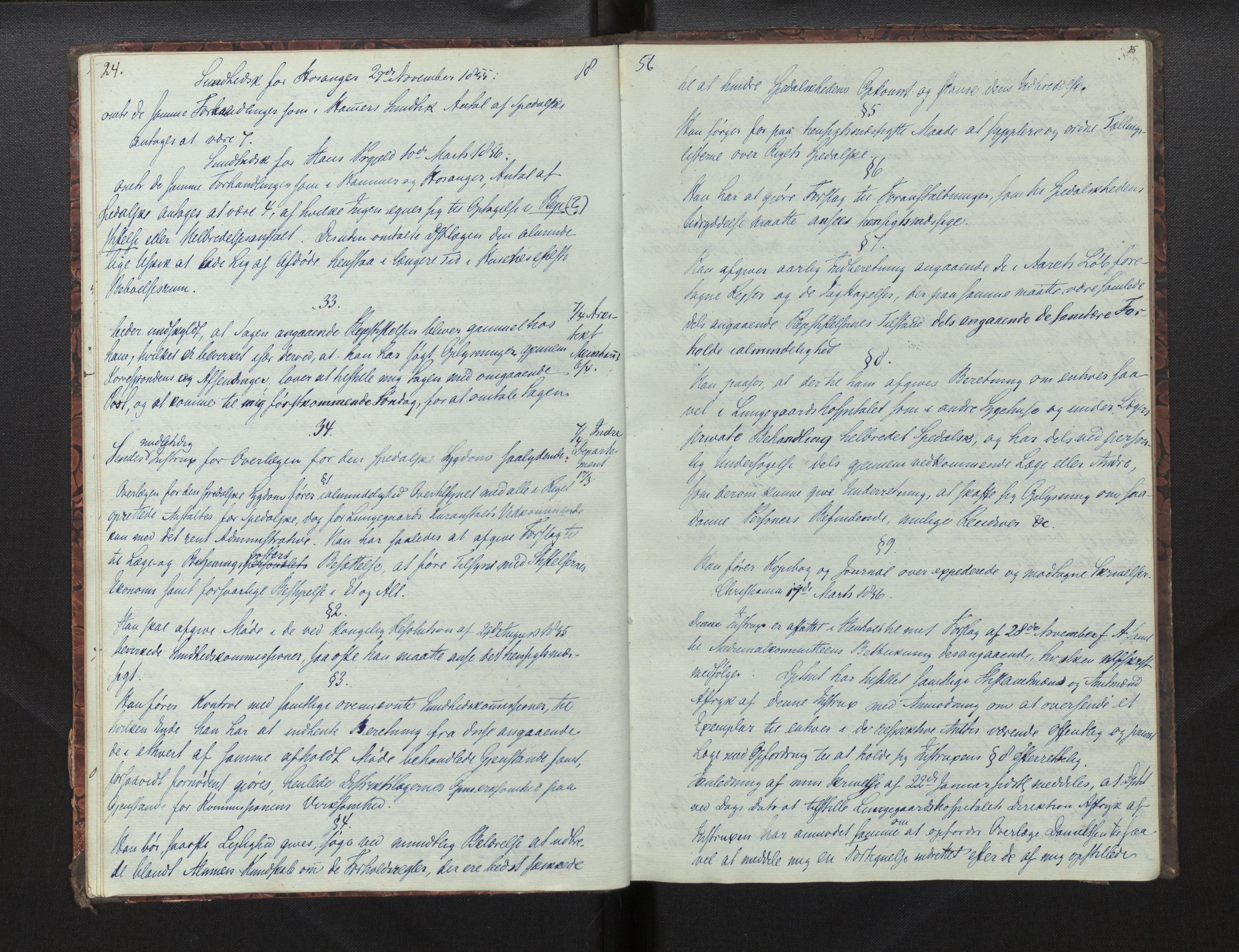 Lepraarkiver - Overlegen for den spedalske sykdom, AV/SAB-A-61001/B.c/L0001: Journal, 1854-1859, s. 24-25