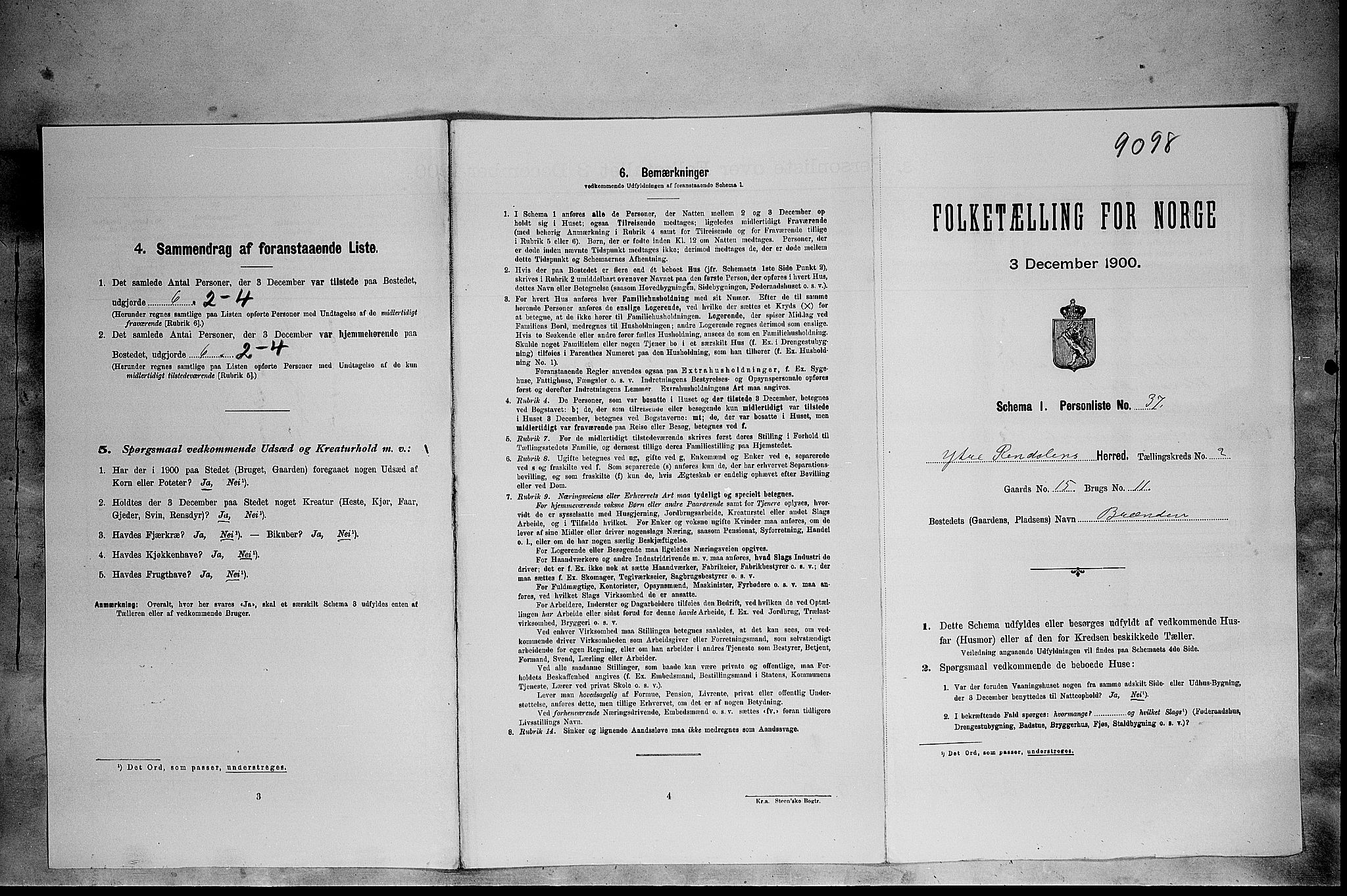 SAH, Folketelling 1900 for 0432 Ytre Rendal herred, 1900, s. 207