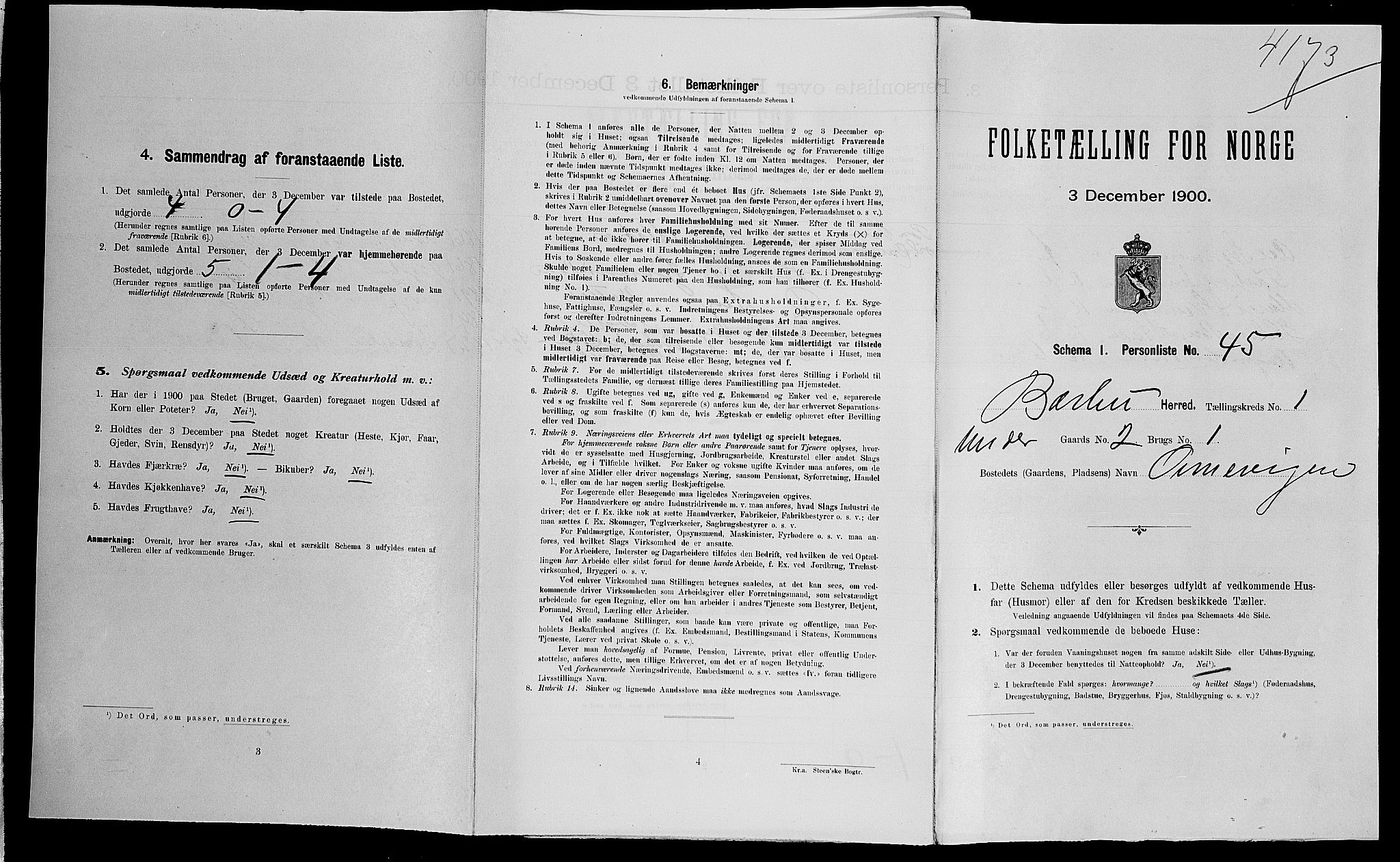 SAK, Folketelling 1900 for 0990 Barbu herred, 1900, s. 244