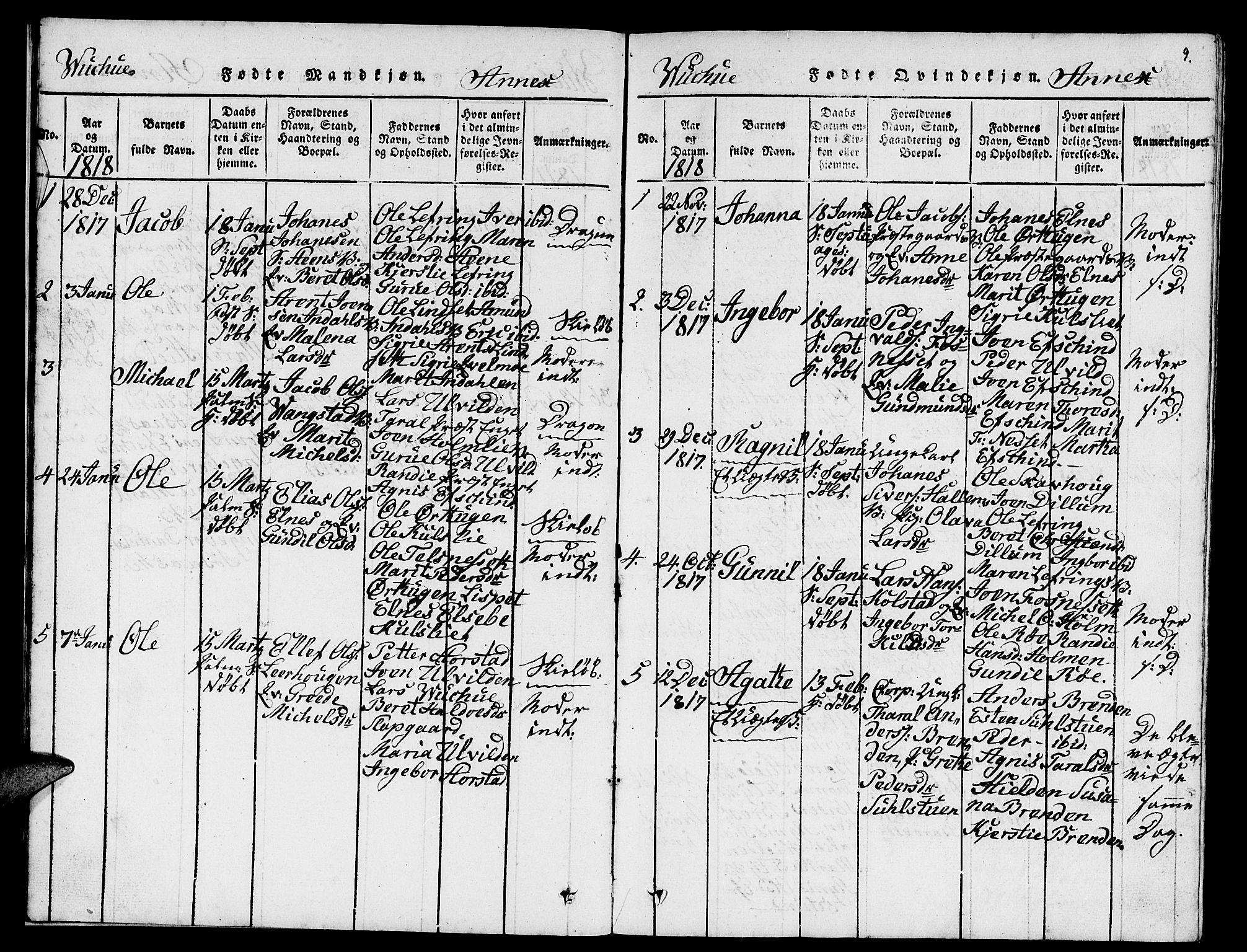 Ministerialprotokoller, klokkerbøker og fødselsregistre - Nord-Trøndelag, AV/SAT-A-1458/724/L0265: Klokkerbok nr. 724C01, 1816-1845, s. 9