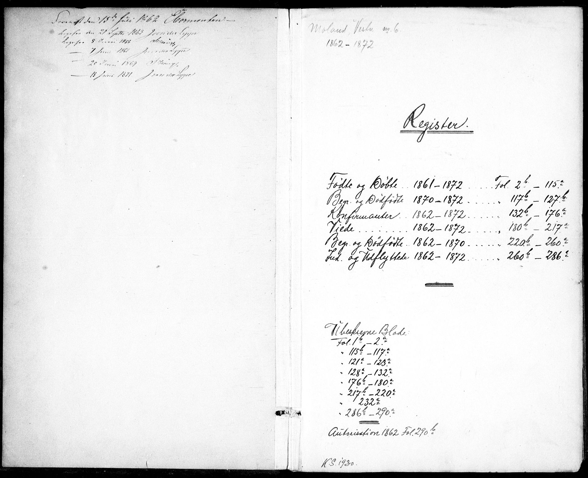 Vestre Moland sokneprestkontor, AV/SAK-1111-0046/F/Fb/Fbb/L0004: Klokkerbok nr. B 4, 1861-1872