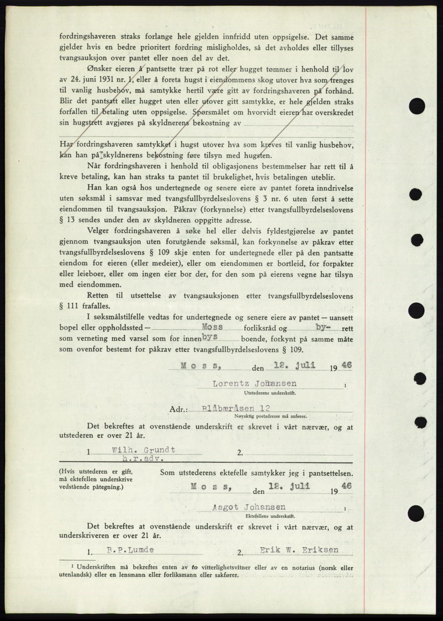 Moss sorenskriveri, AV/SAO-A-10168: Pantebok nr. B15, 1946-1946, Dagboknr: 1641/1946