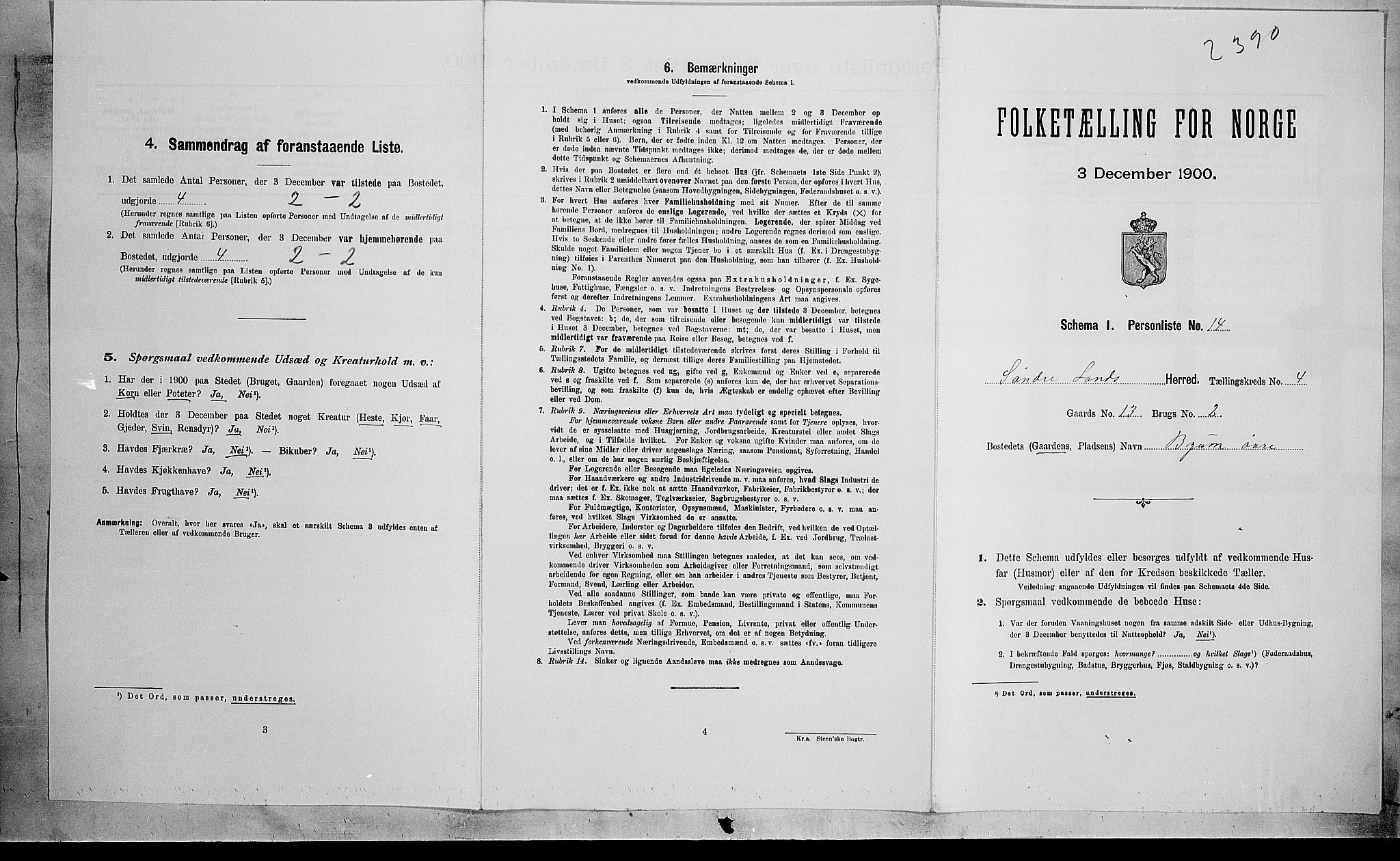 SAH, Folketelling 1900 for 0536 Søndre Land herred, 1900, s. 535