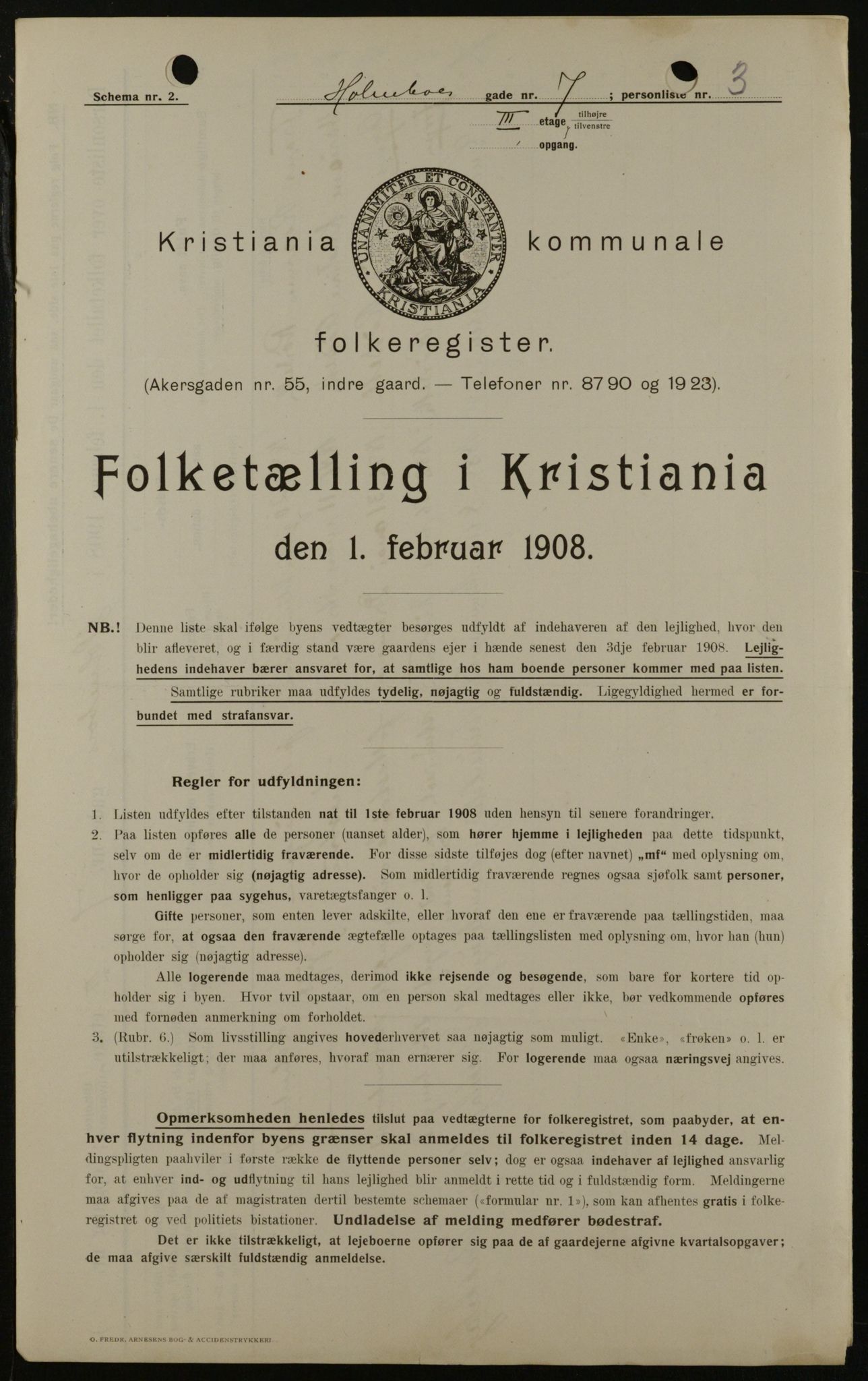 OBA, Kommunal folketelling 1.2.1908 for Kristiania kjøpstad, 1908, s. 36728