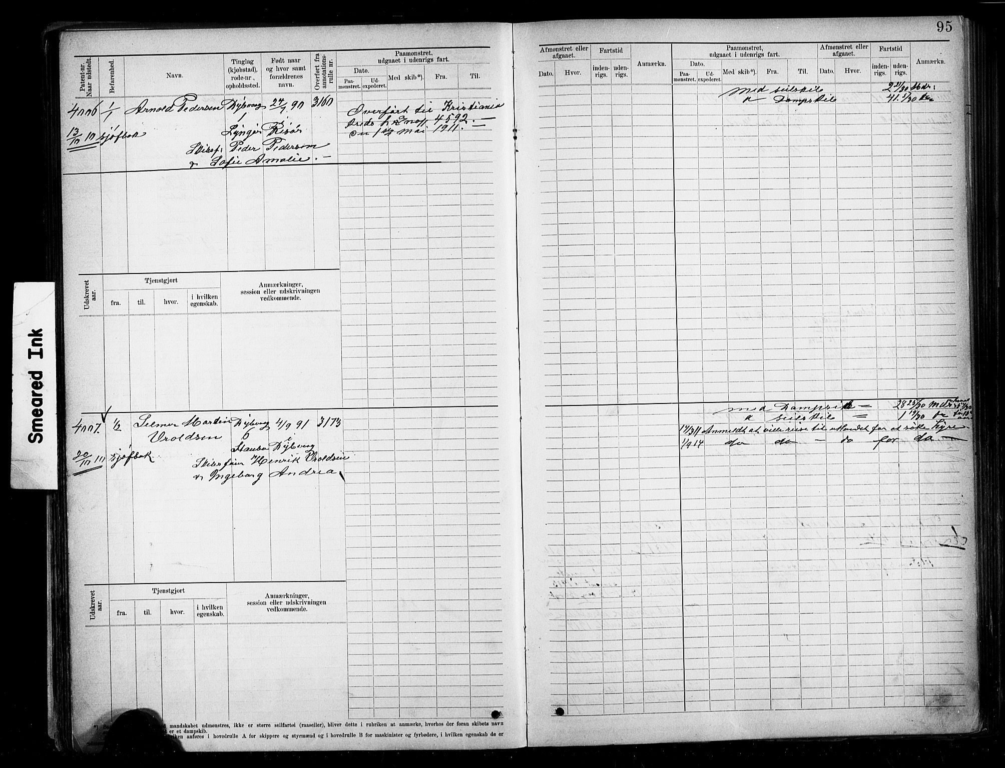 Tvedestrand mønstringskrets, AV/SAK-2031-0011/F/Fb/L0020: Hovedrulle A nr 3819-4409, U-36, 1906-1918, s. 100