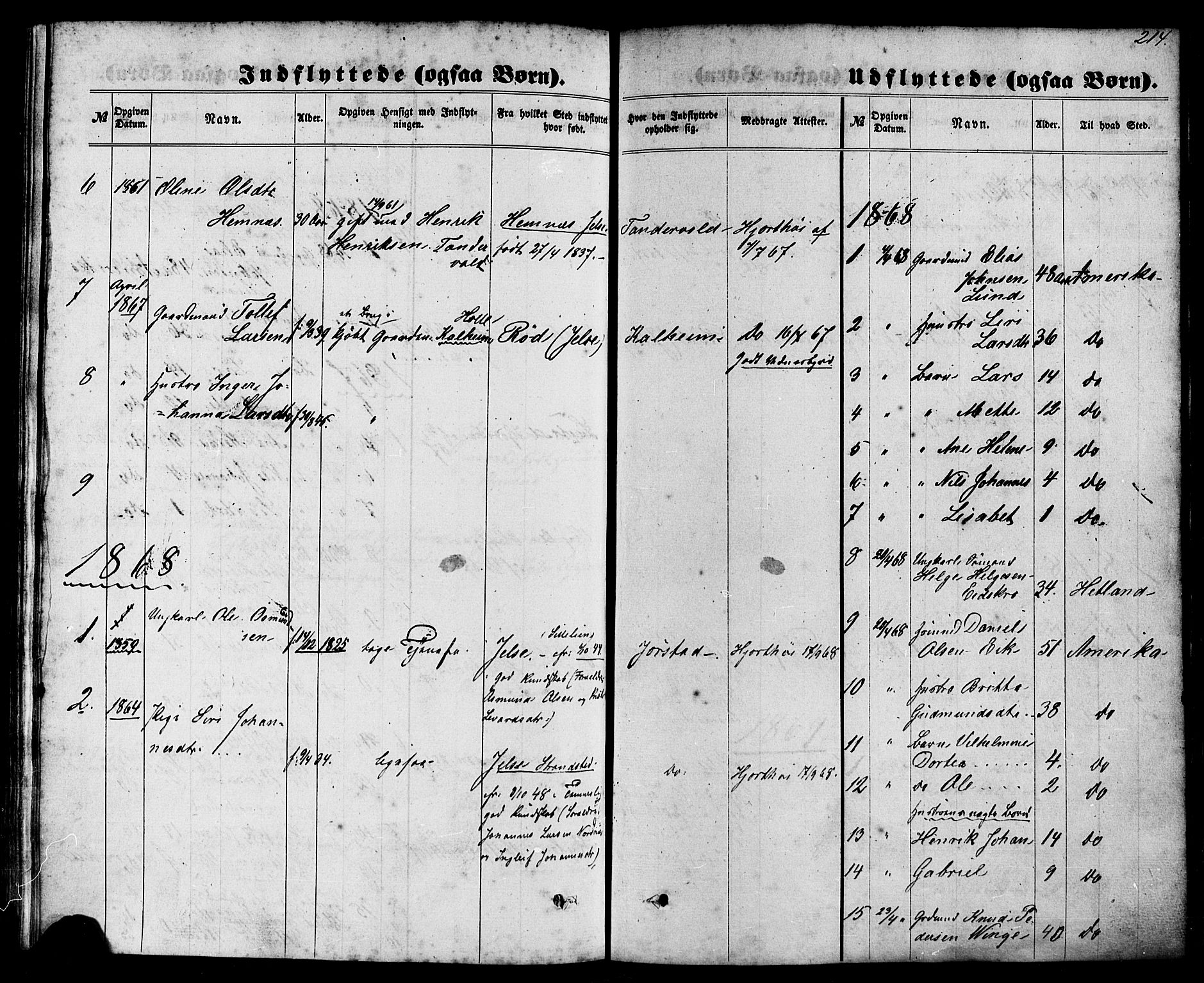 Nedstrand sokneprestkontor, SAST/A-101841/01/IV: Ministerialbok nr. A 10, 1861-1887, s. 214